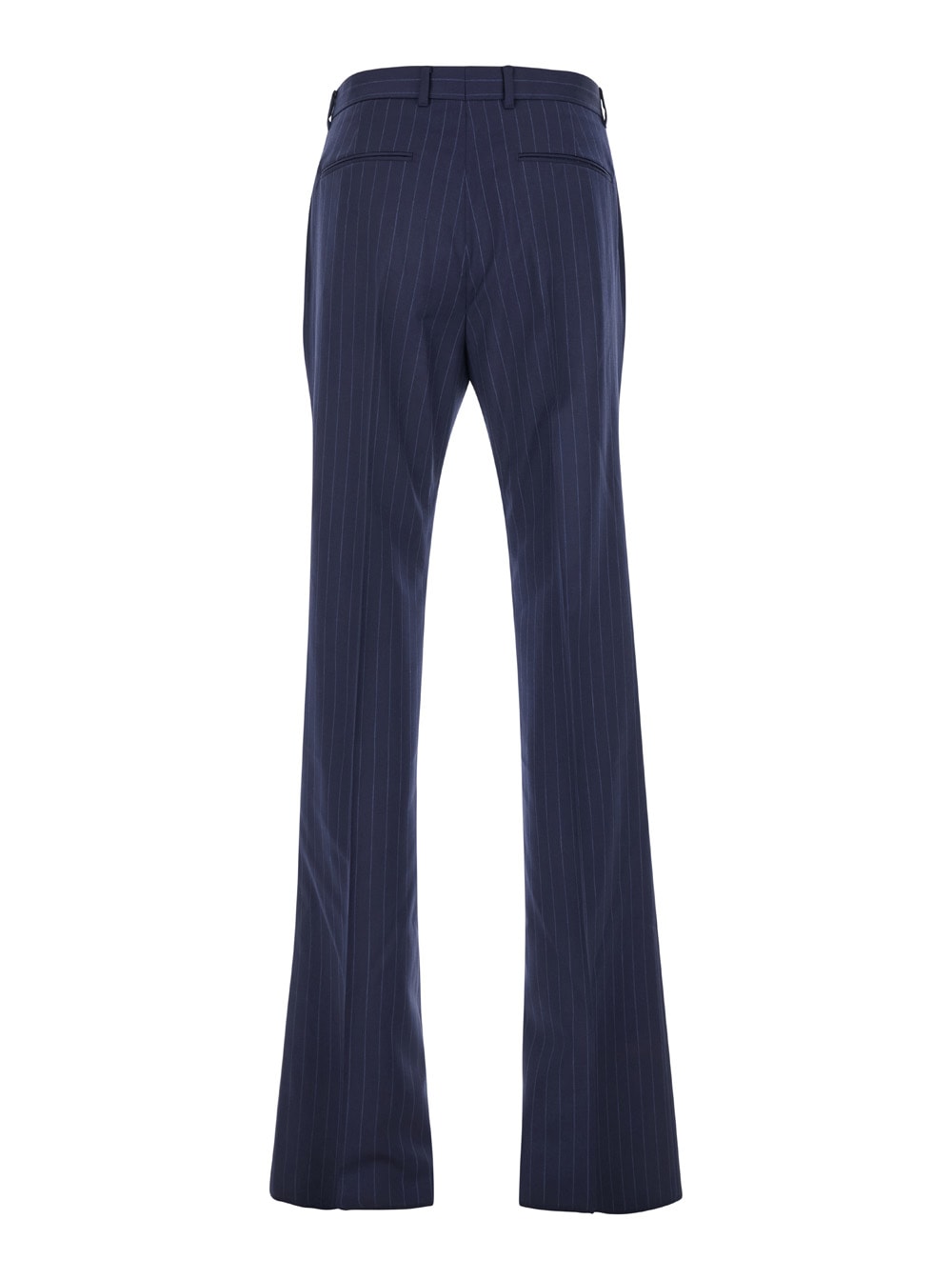 Shop Givenchy Blue Flared Pants With High Waist In Wool Man