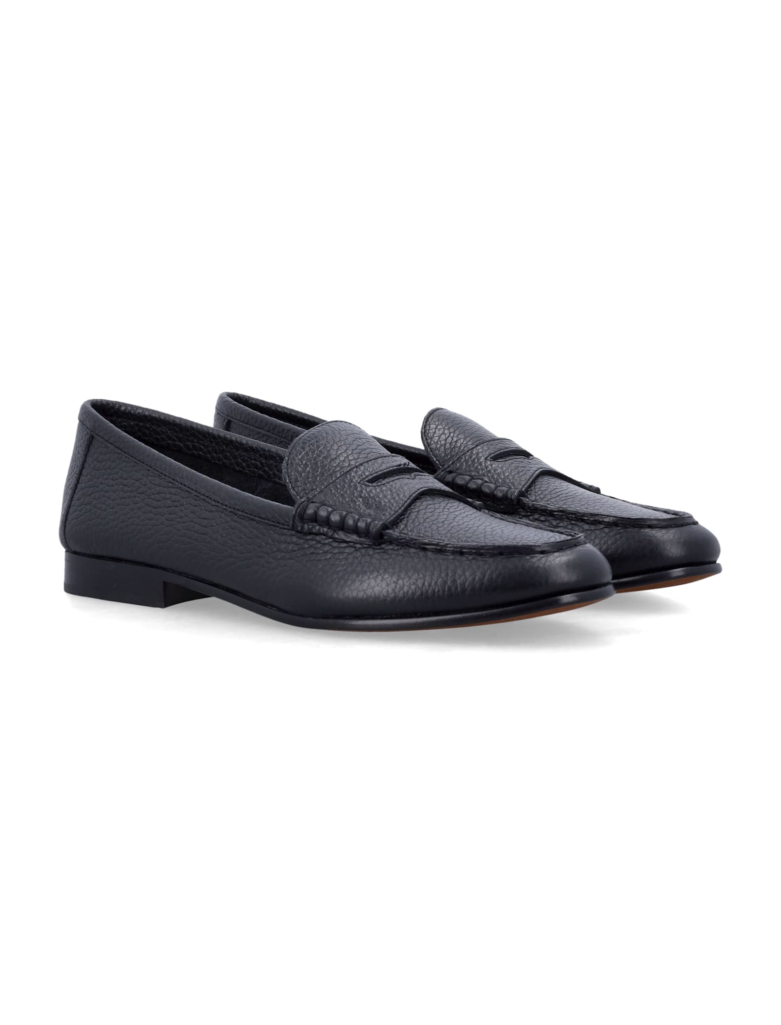 Polo Ralph Lauren Pebbled Leather Penny Loafer In Black