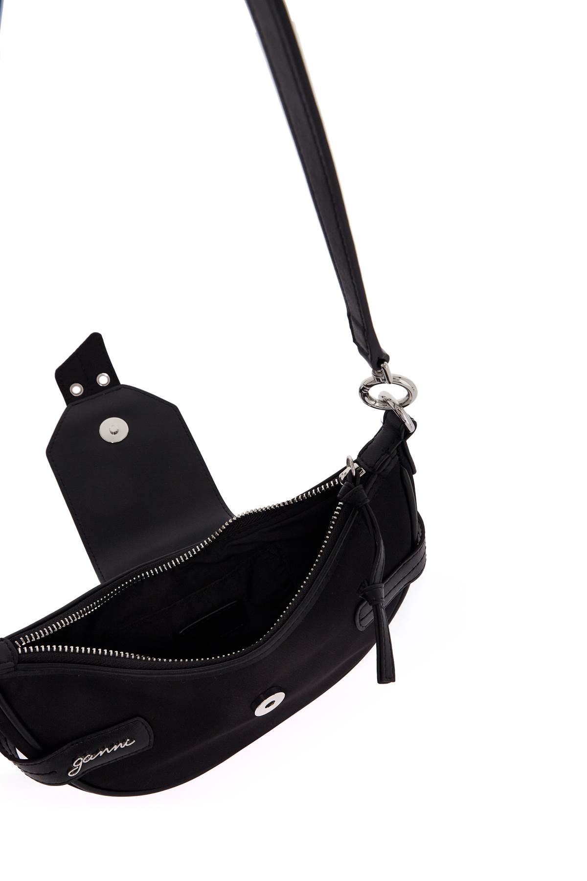 Shop Ganni Nylon Bucky Bag For In Nero