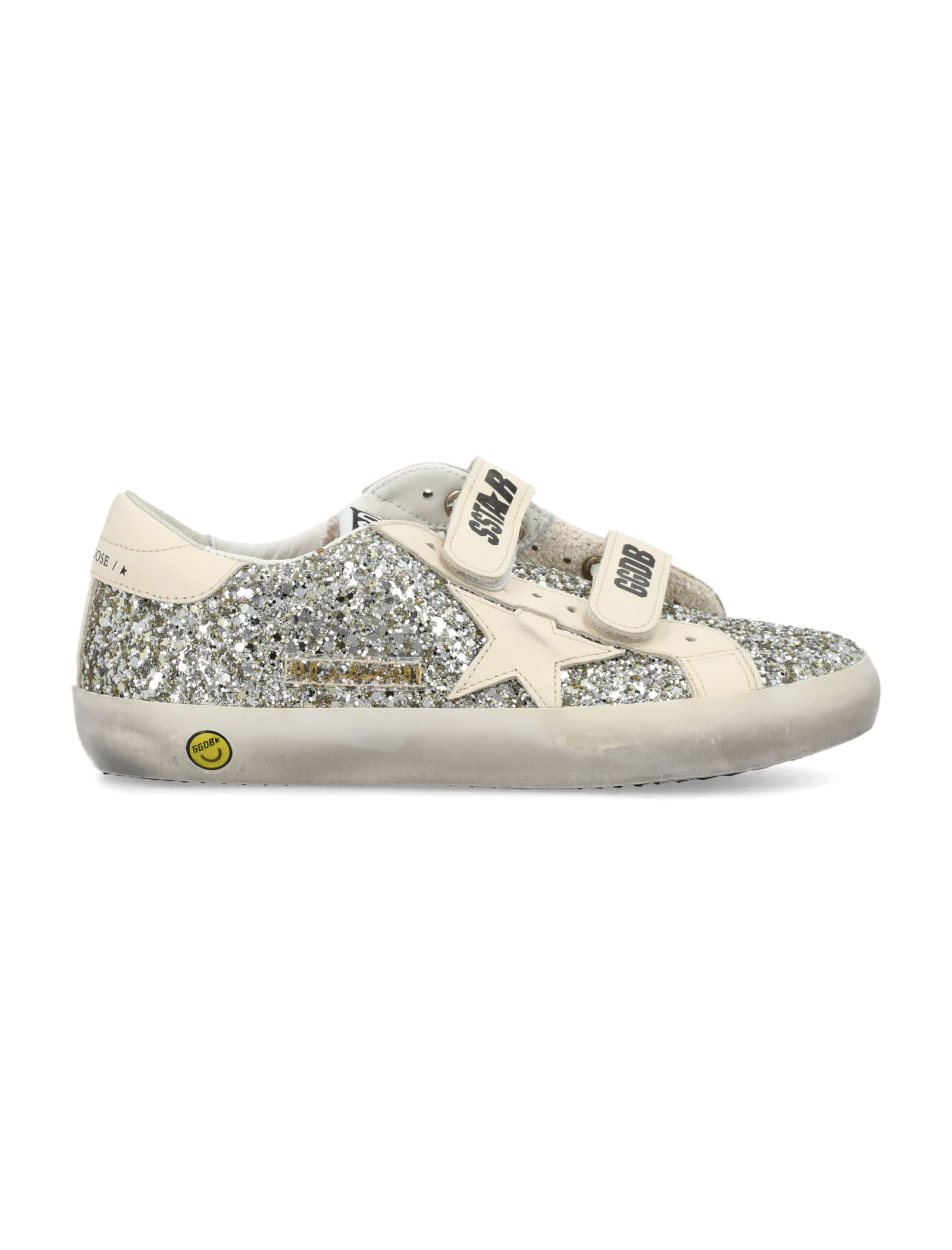 Golden Goose Kids Old School Glitter And Leather Sneakers In Multi