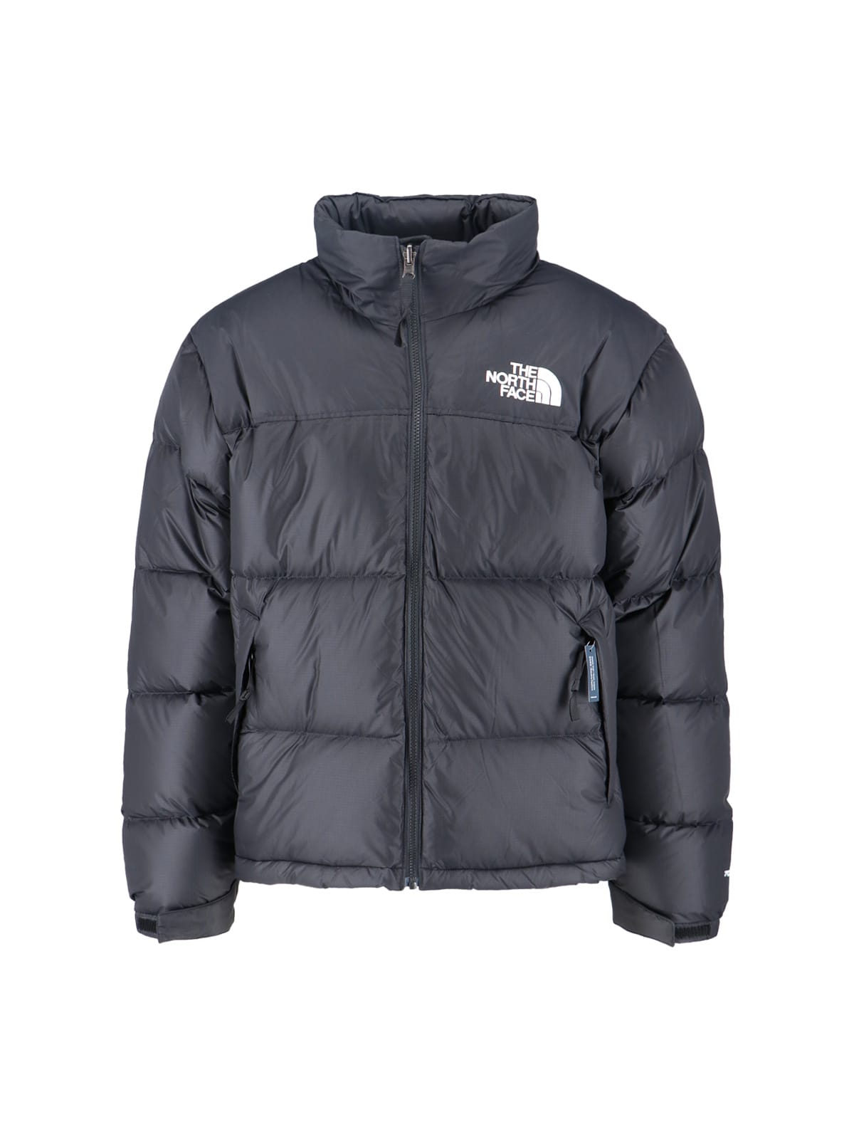 The North Face Quilted Black Down Jacket With High Collar And Detachable Hood In Black