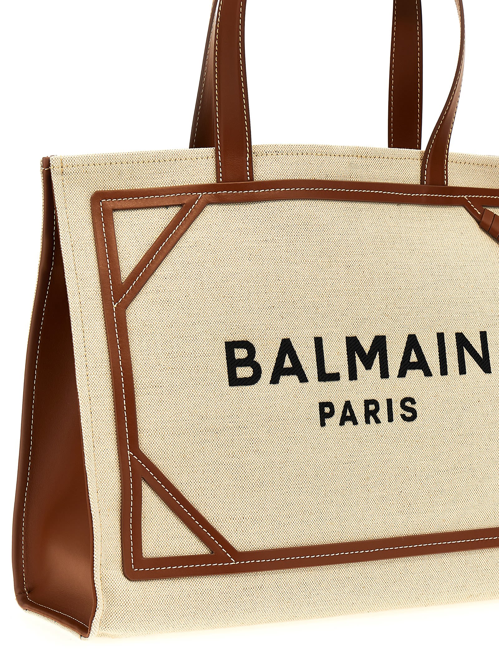 Shop Balmain B-army Shopping Bag In Beige