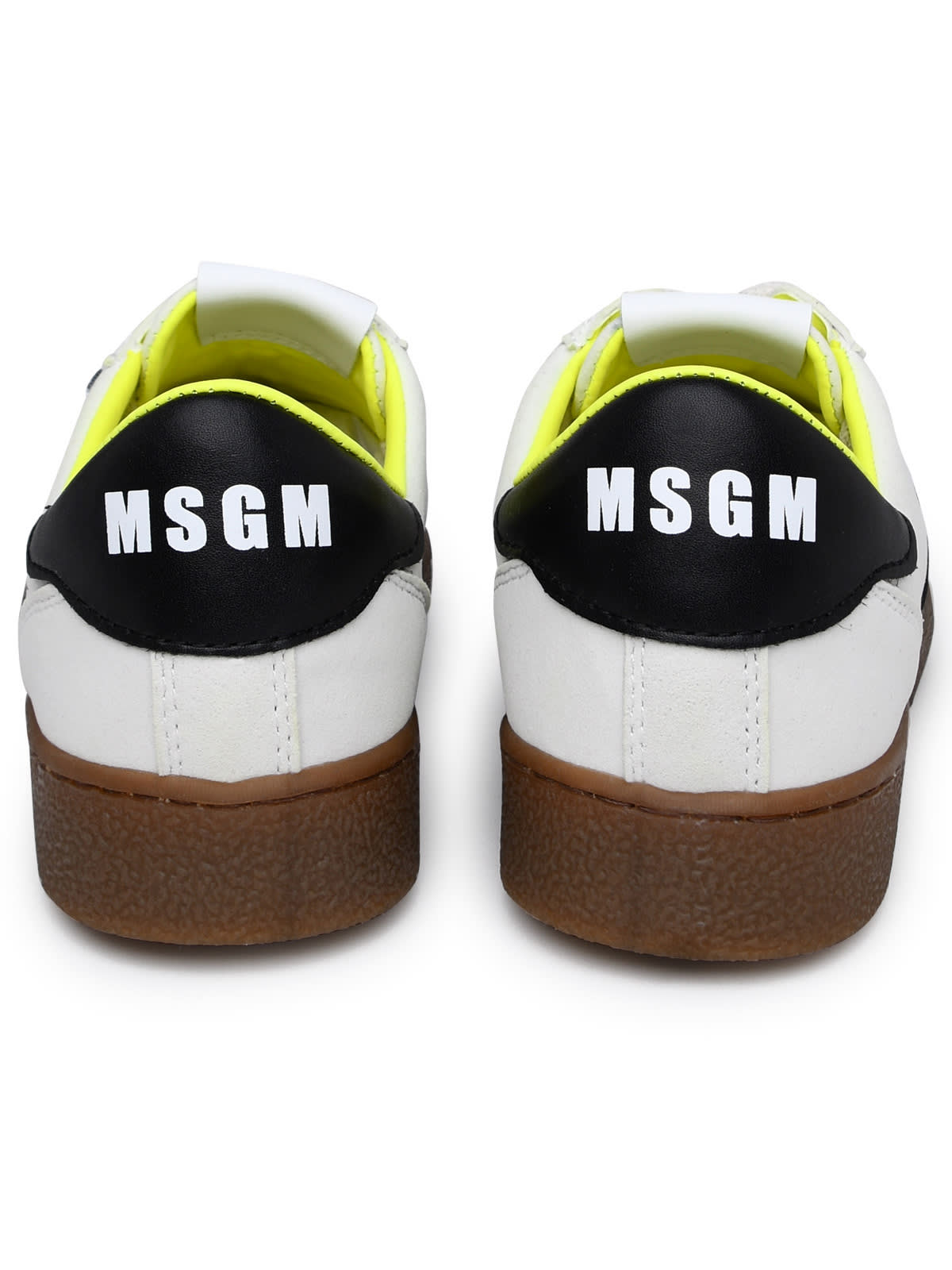 Shop Msgm Two-tone Suede Sneakers In White