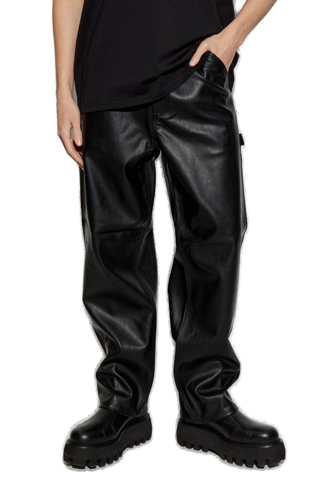 Carhartt Black Single Knee Pu Leather Cargo Pants In Black