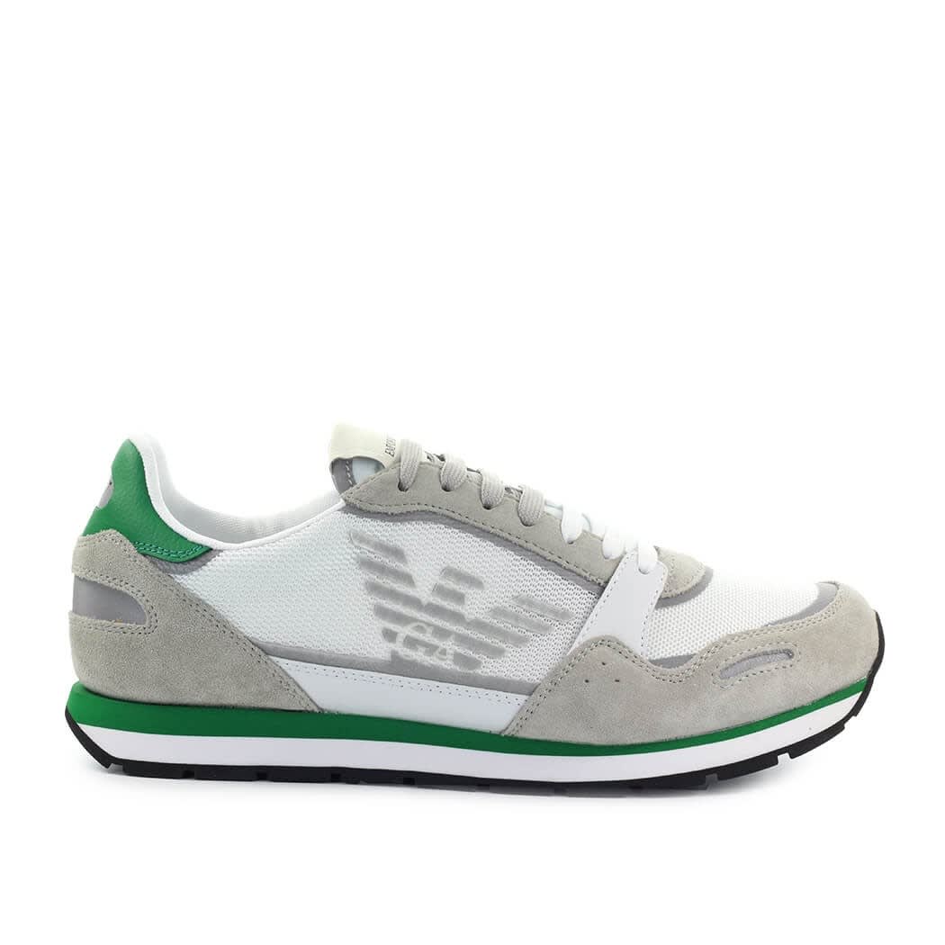 Emporio Armani White Green Beige Mesh Sneaker