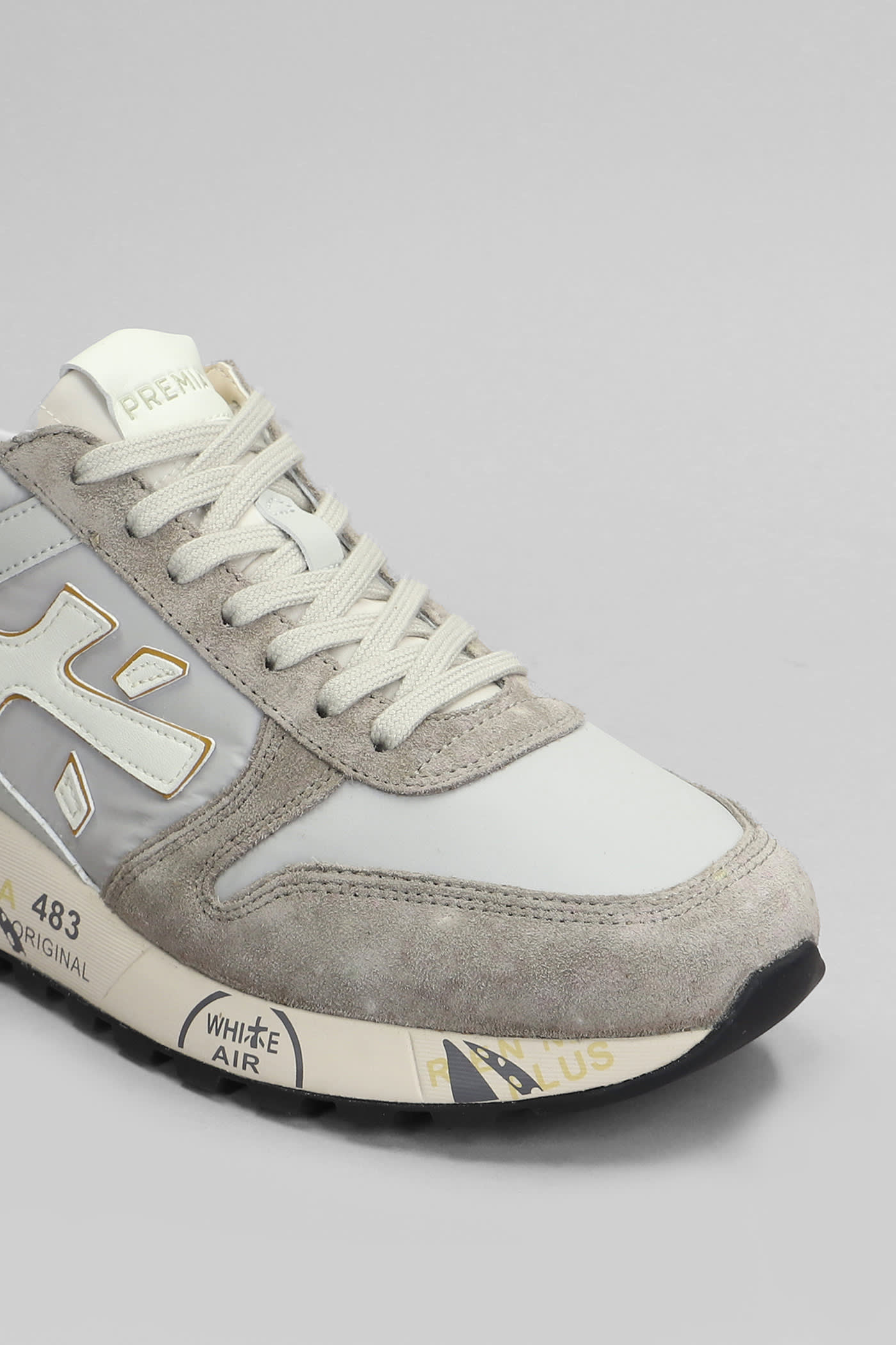 Shop Premiata Mick Sneakers In Beige Suede And Fabric