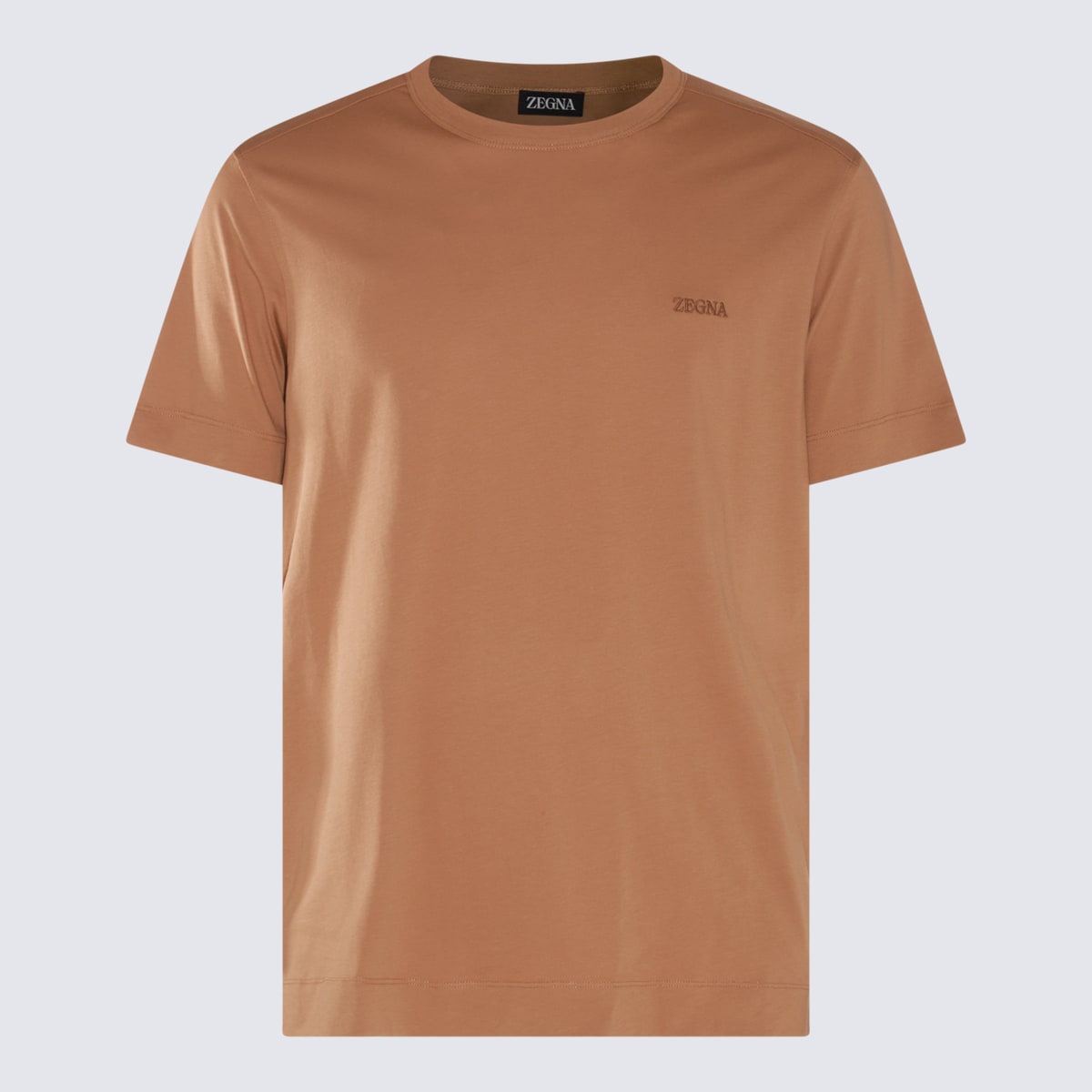 Shop Zegna Camel Brown Cotton T-shirt