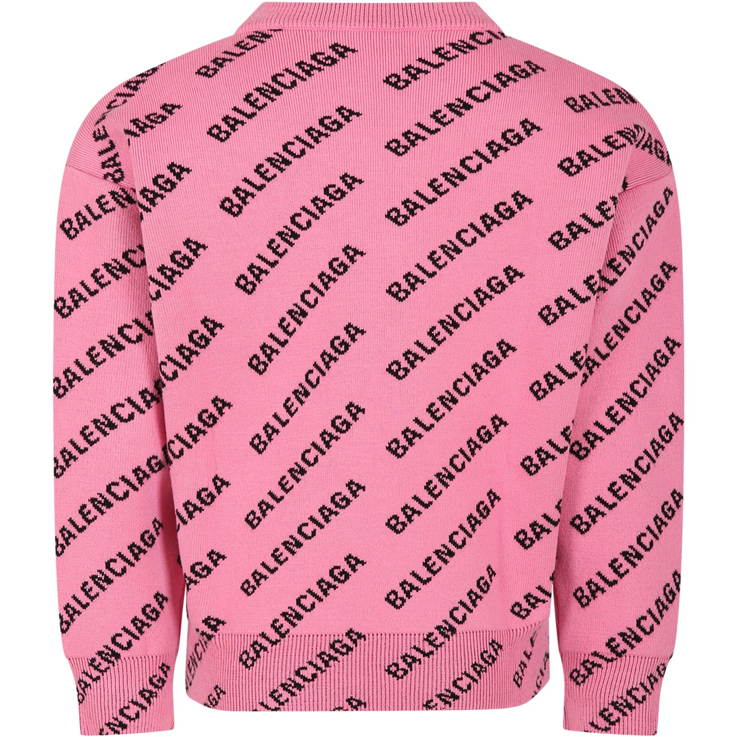 Shop Balenciaga Pink Sweater For Kids With Logo