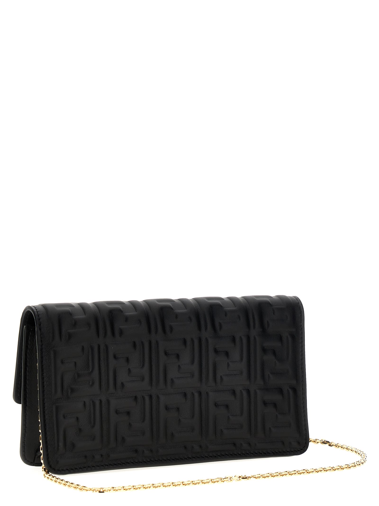 Shop Fendi Baguette Wallet On Chain In Kur Nero