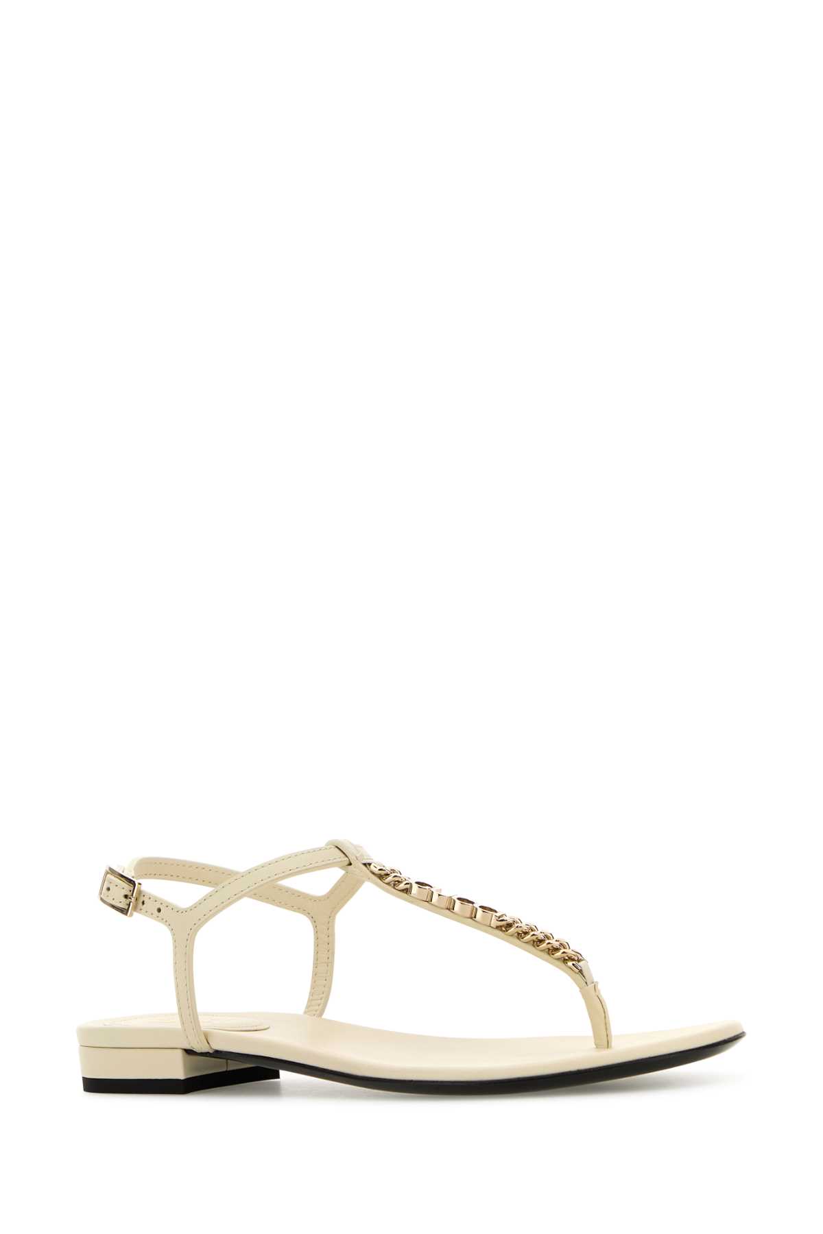 Shop Gucci Ivory Leather Signoria Thong Sandals In Newivoire