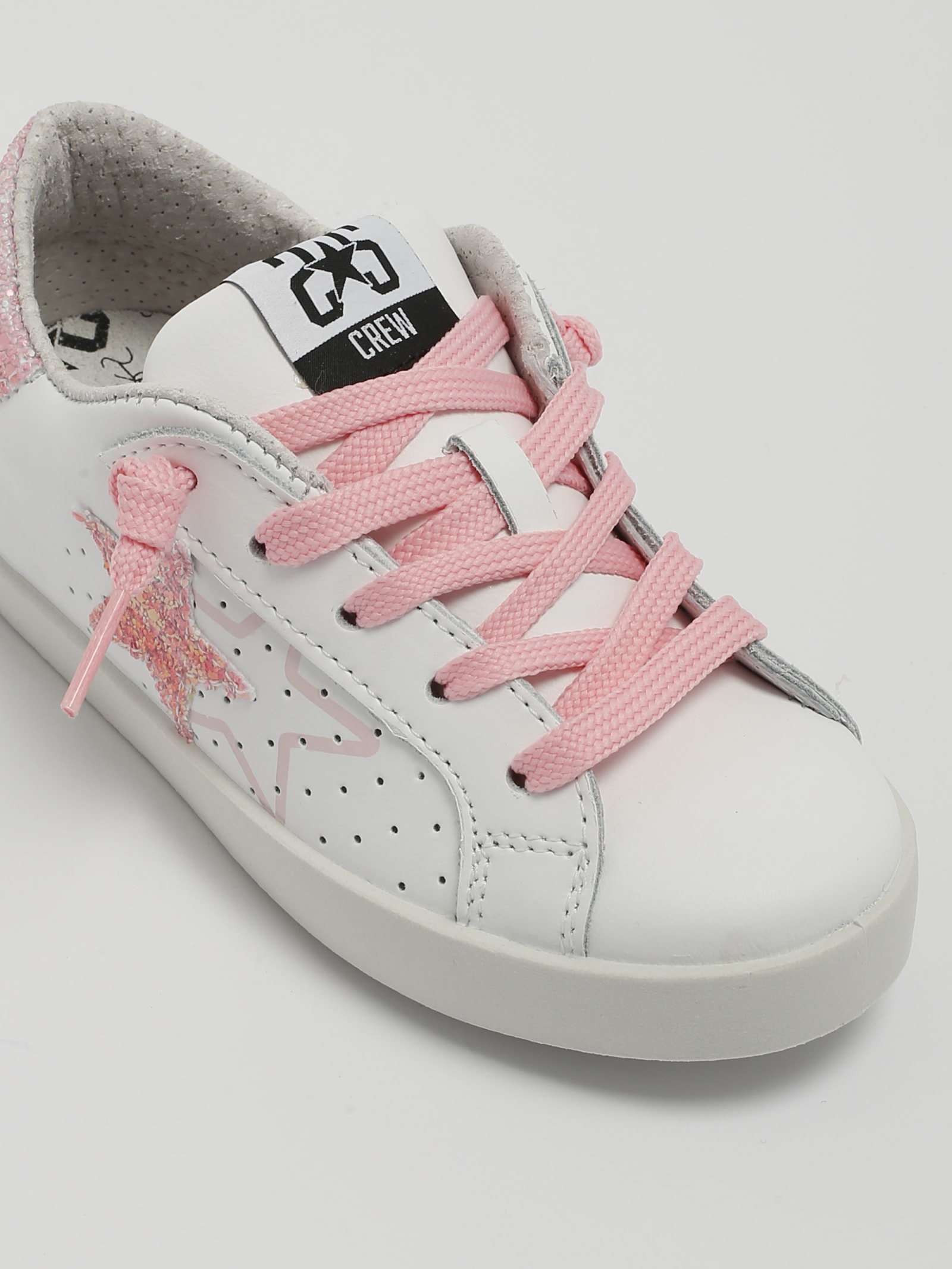 Shop 2star Sneakers Low Sneaker In Bianco Glitter Rosa