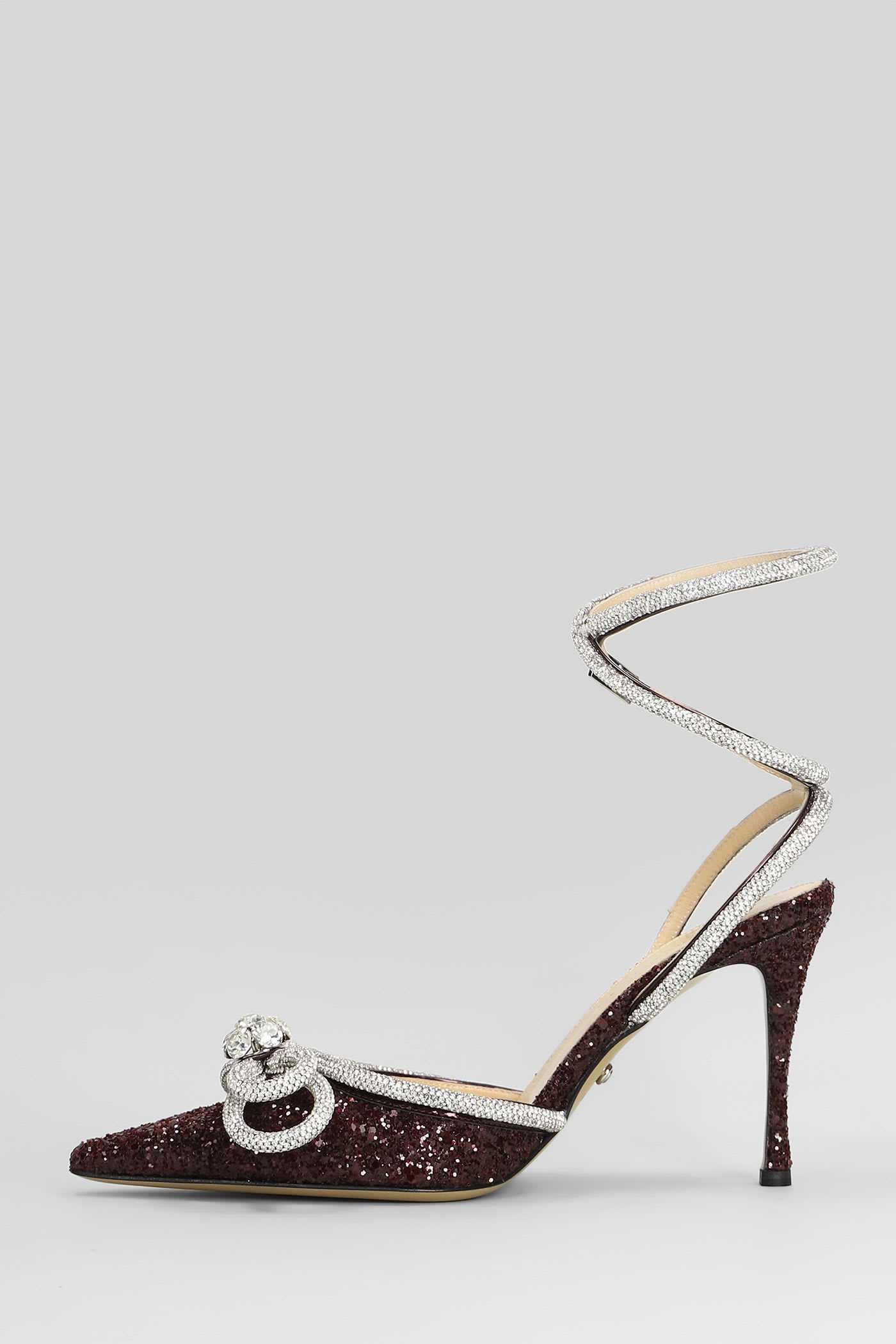 Mach & Mach Pumps In Bordeaux Glitter In Burgundy