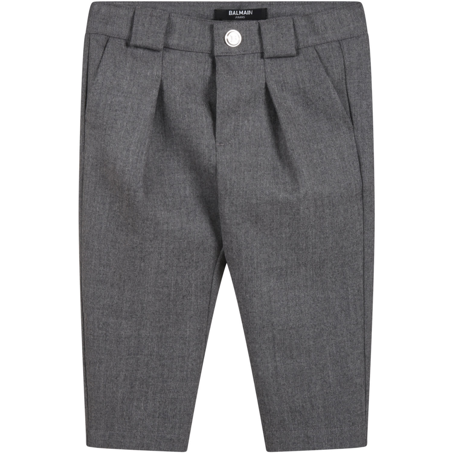 Balmain Gray Trousers For Baby Girl