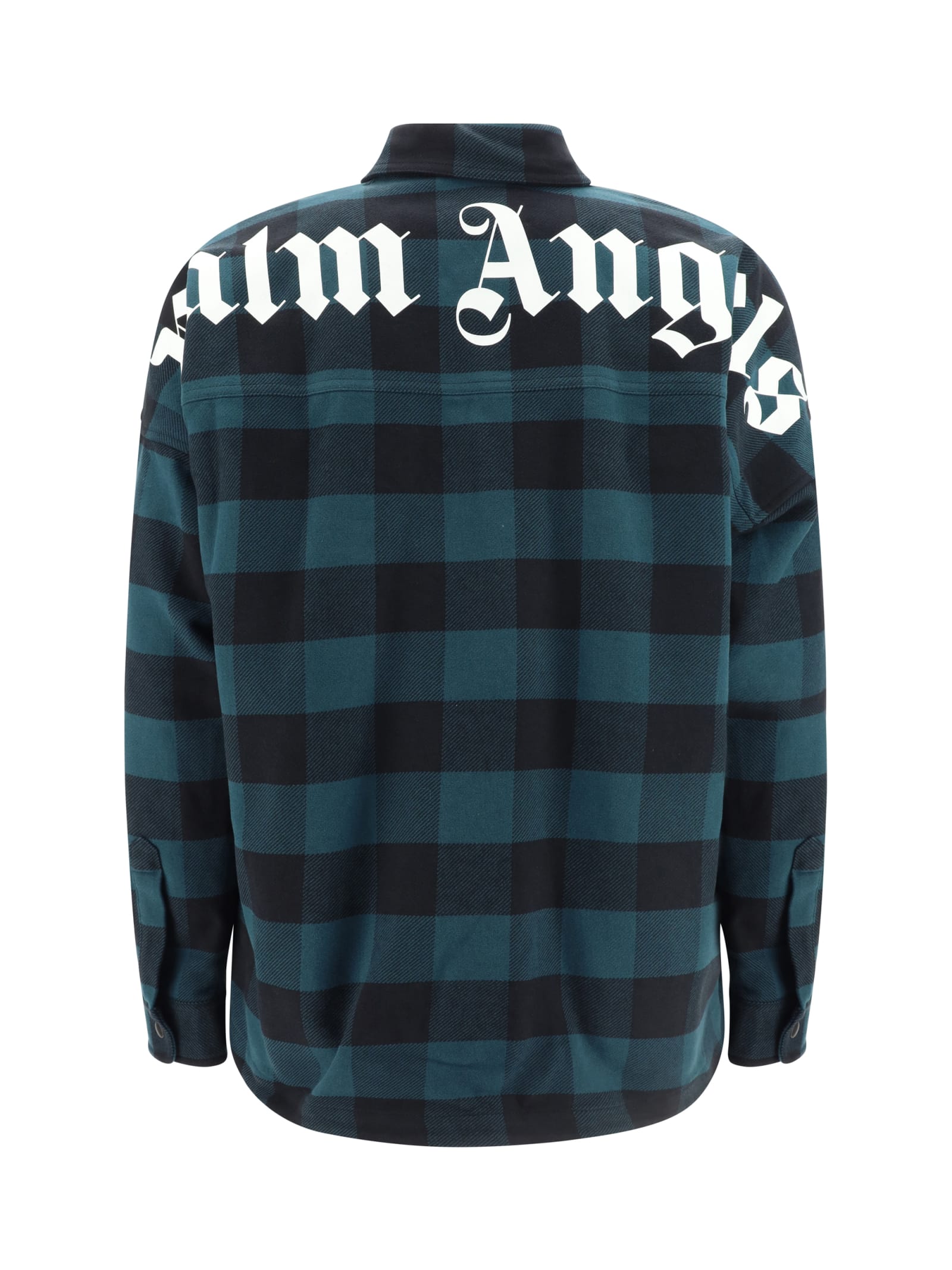 Shop Palm Angels Over Shirt In Green White