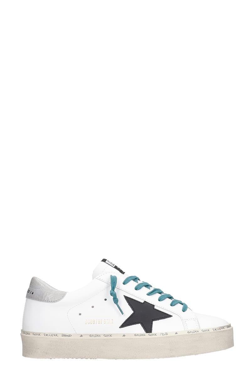 Golden Goose Hi Star Sneakers In White Leather
