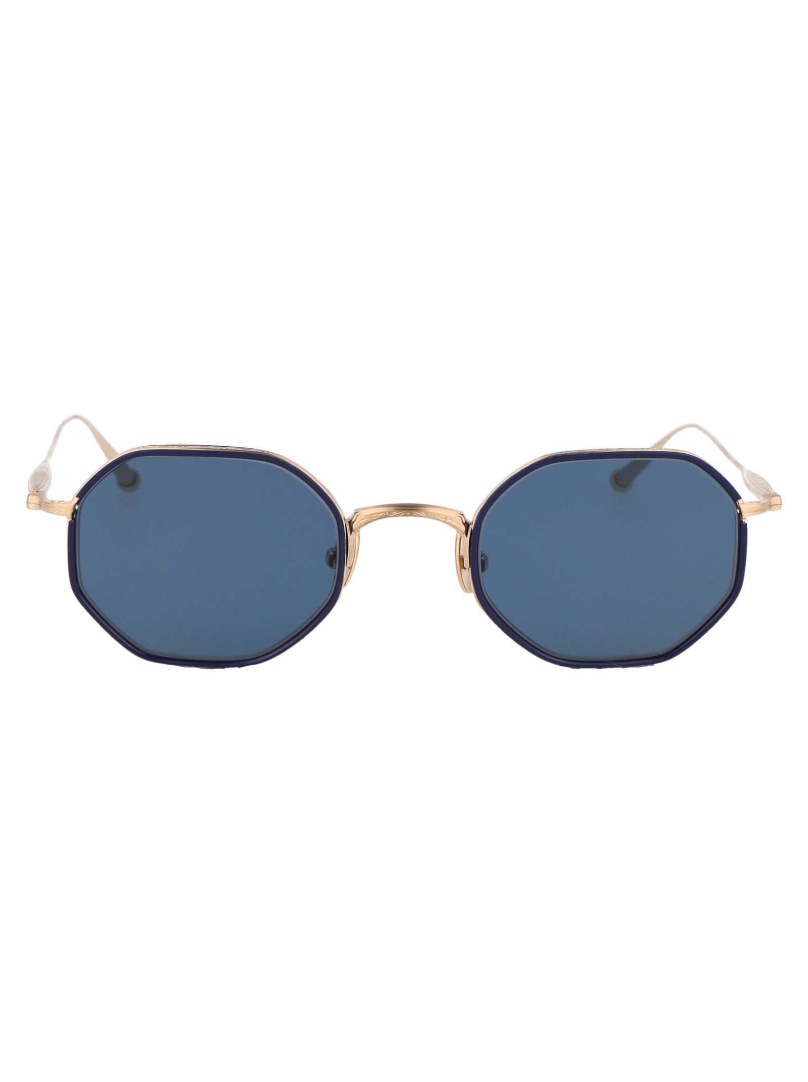 Matsuda M3086-i Sunglasses In Brushed Gold - Navy Solid | ModeSens