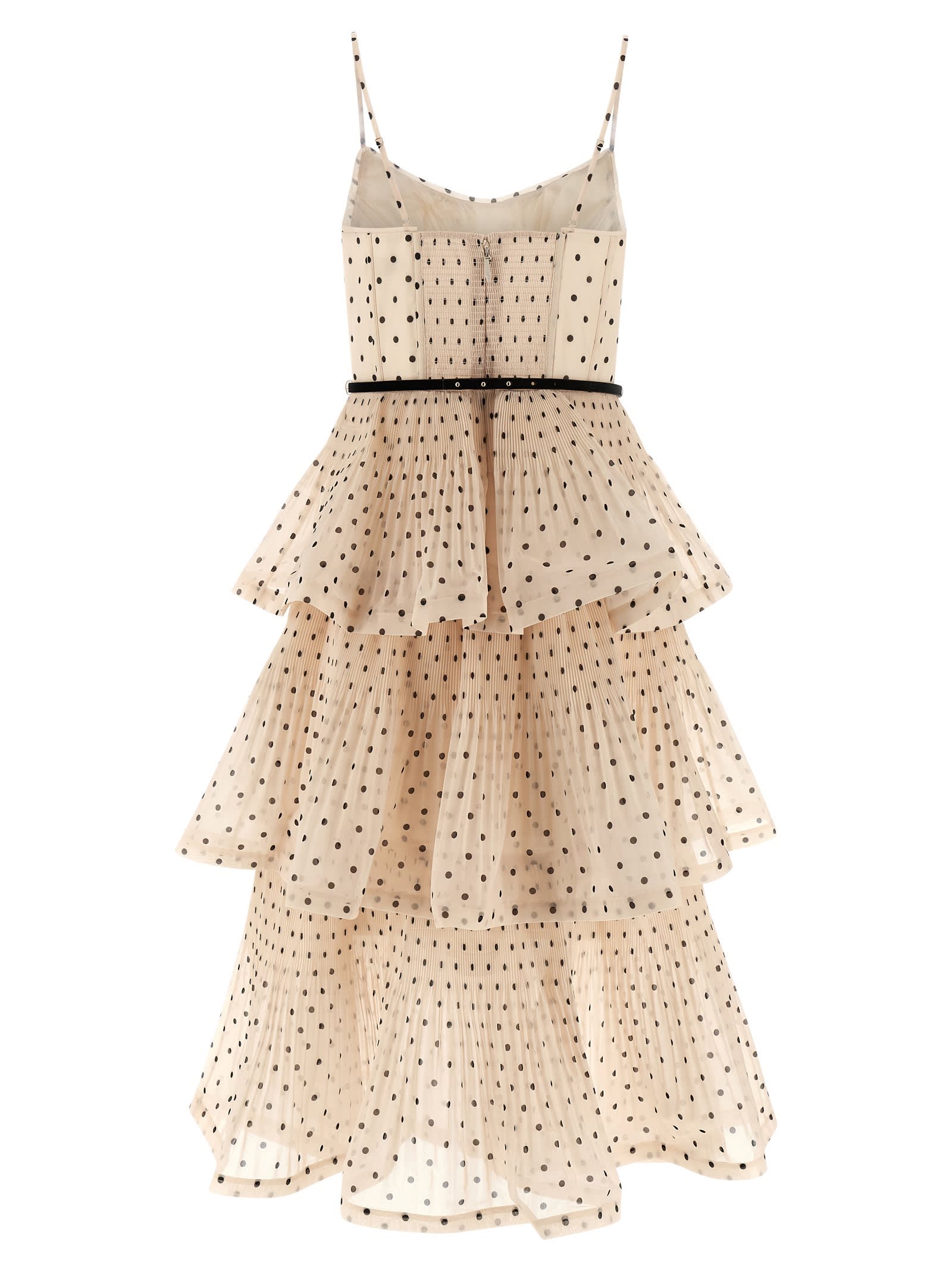Zimmermann Pleated Tiered Midi Dress In Metallic
