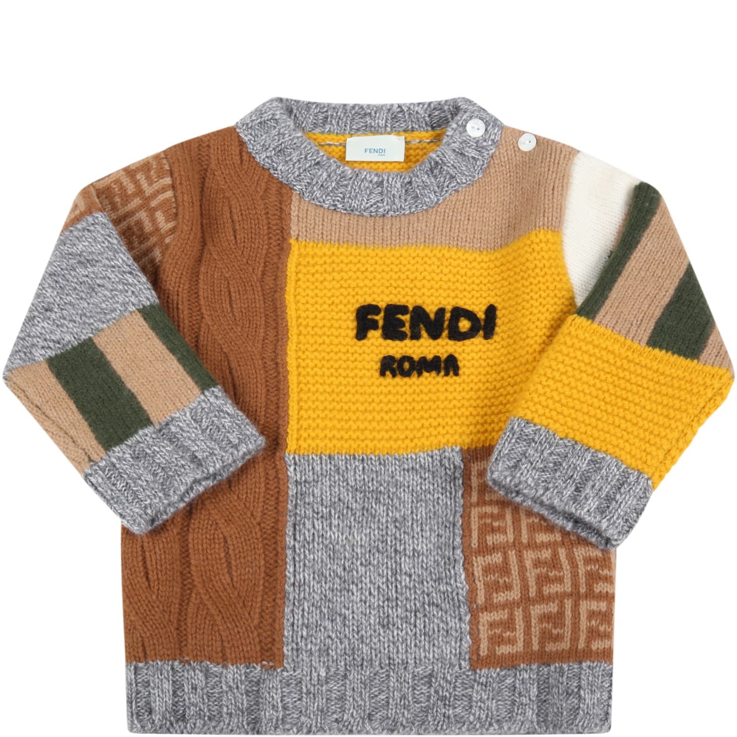 Fendi Multicolor Sweater For Baby Boy With Black Logo