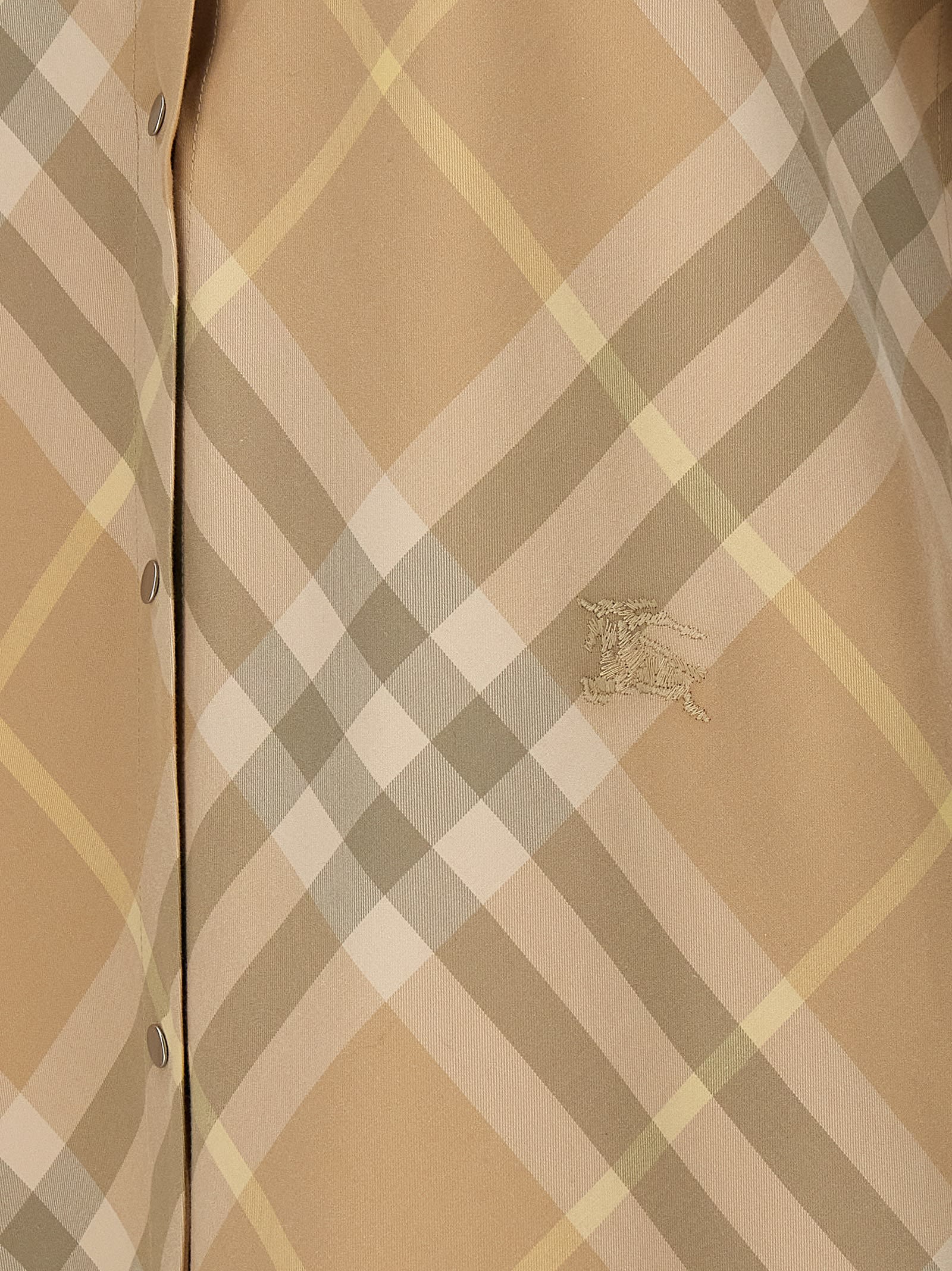 Shop Burberry Check Chemisier Dress In Beige