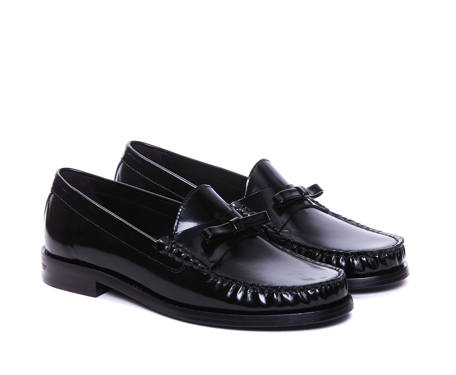 Shop Stuart Weitzman Lottie Bow Loafers In Black