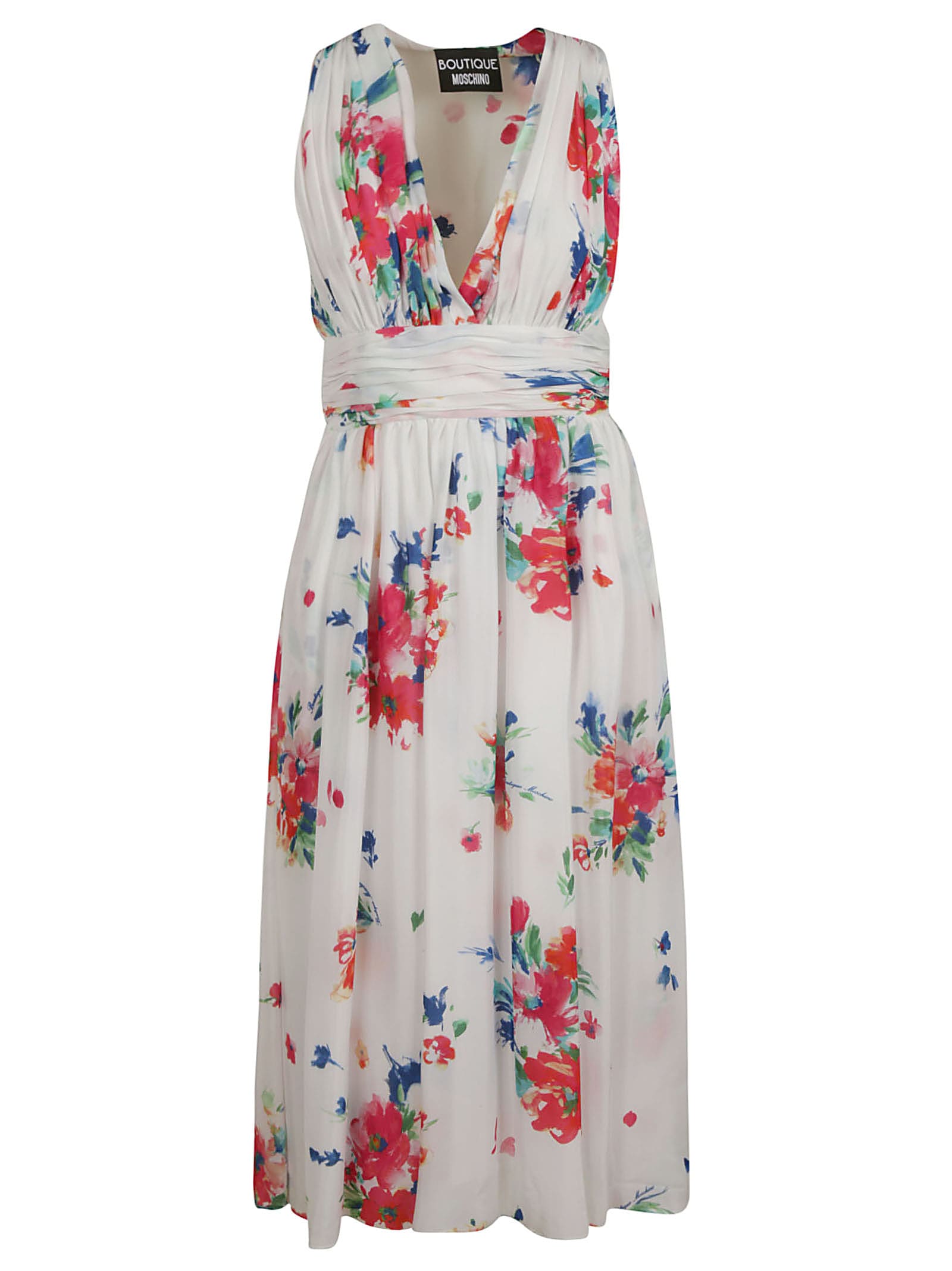 Moschino Floral Print V-neck Sleeveless Dress