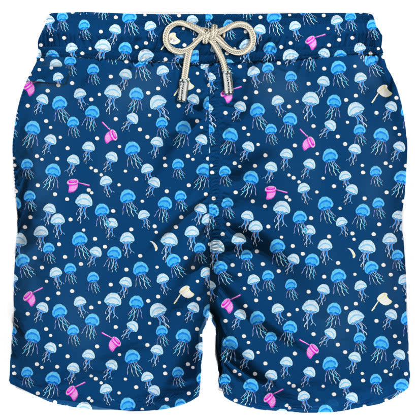 MC2 Saint Barth Man Light Fabric Swim Shorts With Jellyfish Print