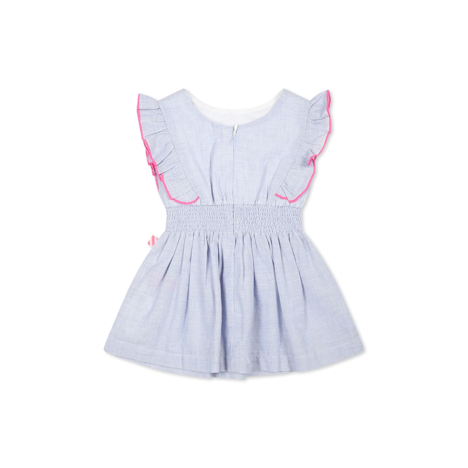 Shop Billieblush Blue Dress For Baby Girl With Hearts In Denim
