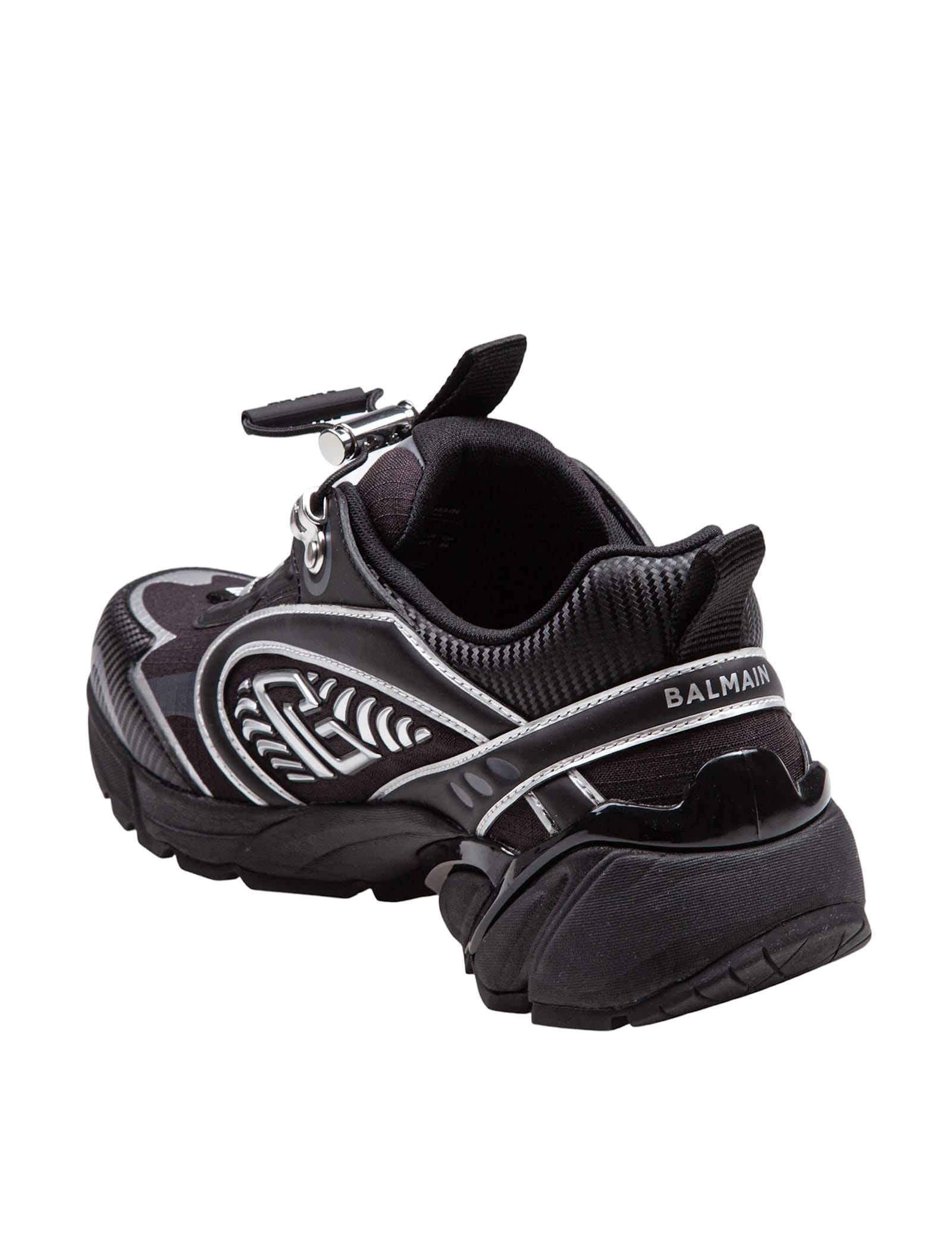 Balmain Cosmic Dust Trainers In Technical Materials In Noir/argent