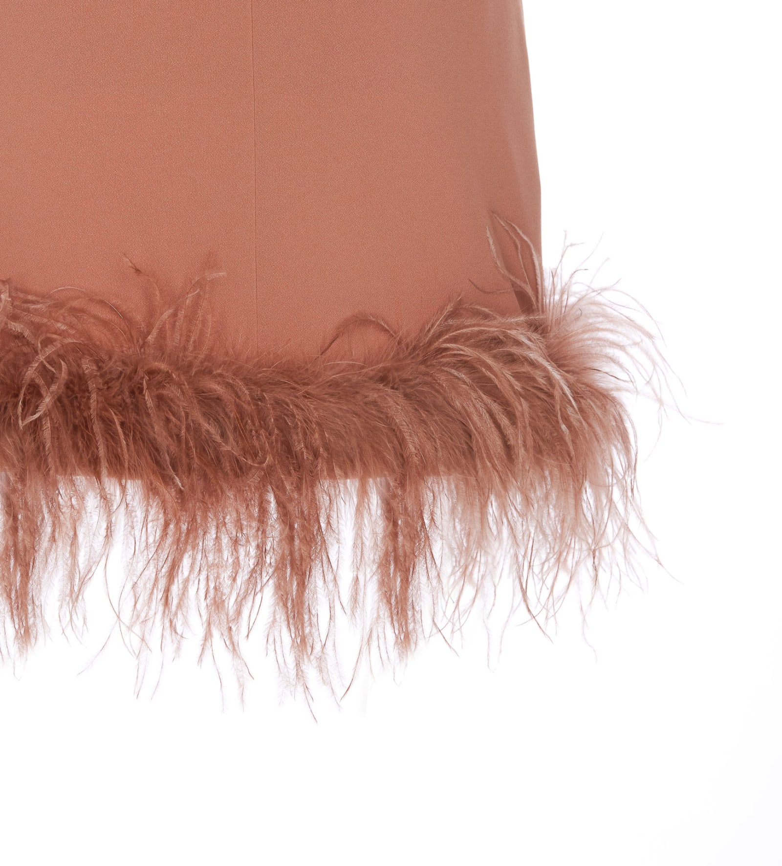 Shop Pinko Short Dress With Feathers In Brown