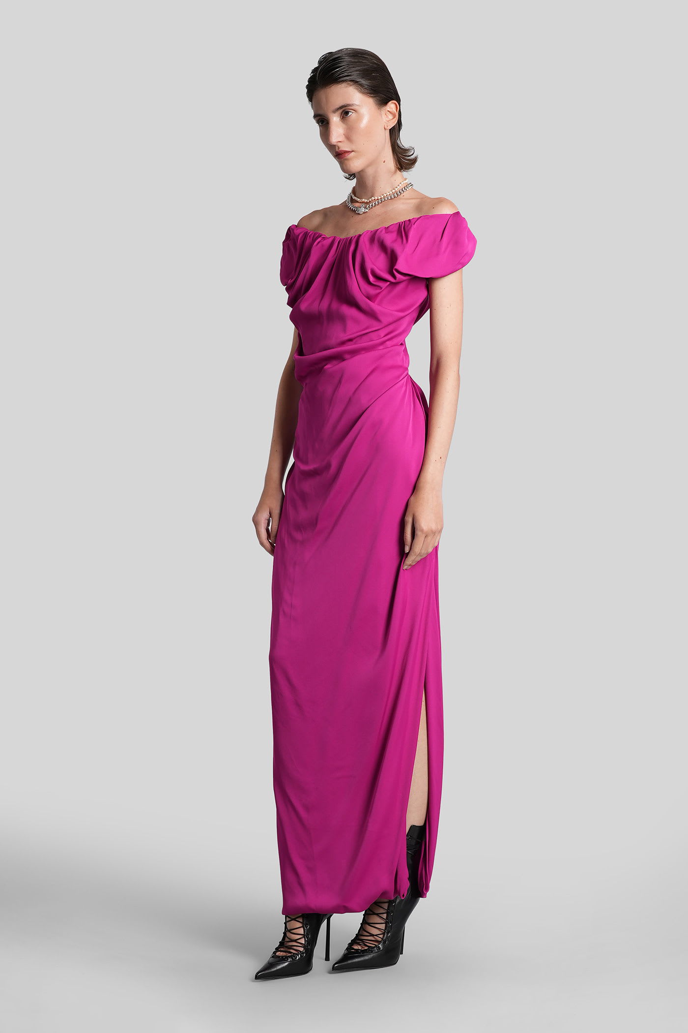 Vivienne Westwood Long Ginnie In Fuxia Viscose In Pink