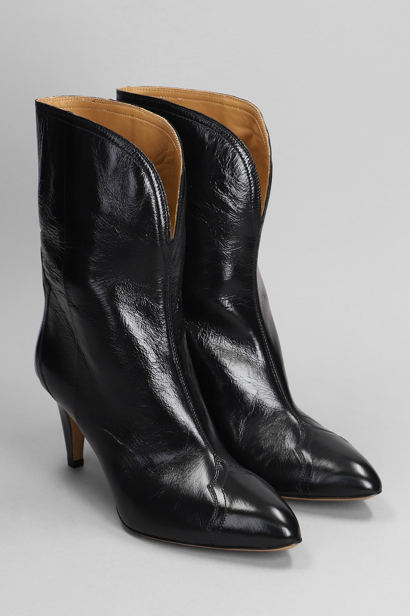 Shop Isabel Marant Dytho High Heels Ankle Boots In Black Leather