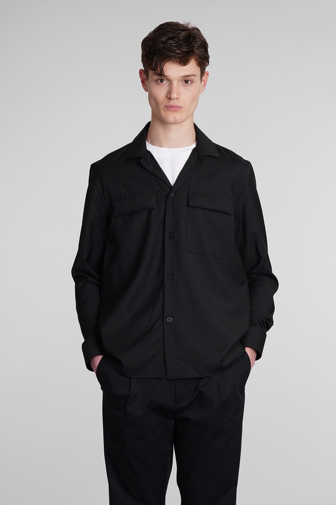 Shirt S134 Tropical Shirt In Black Wool