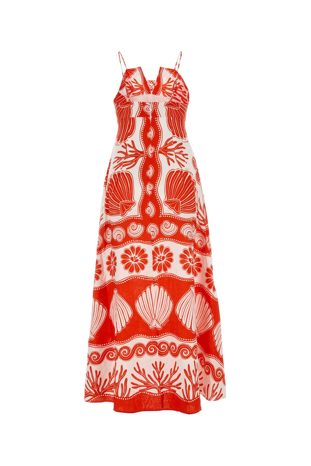 Shop Farm Rio Printed Linen Blend Ainika Dress In Ainikashellwhite