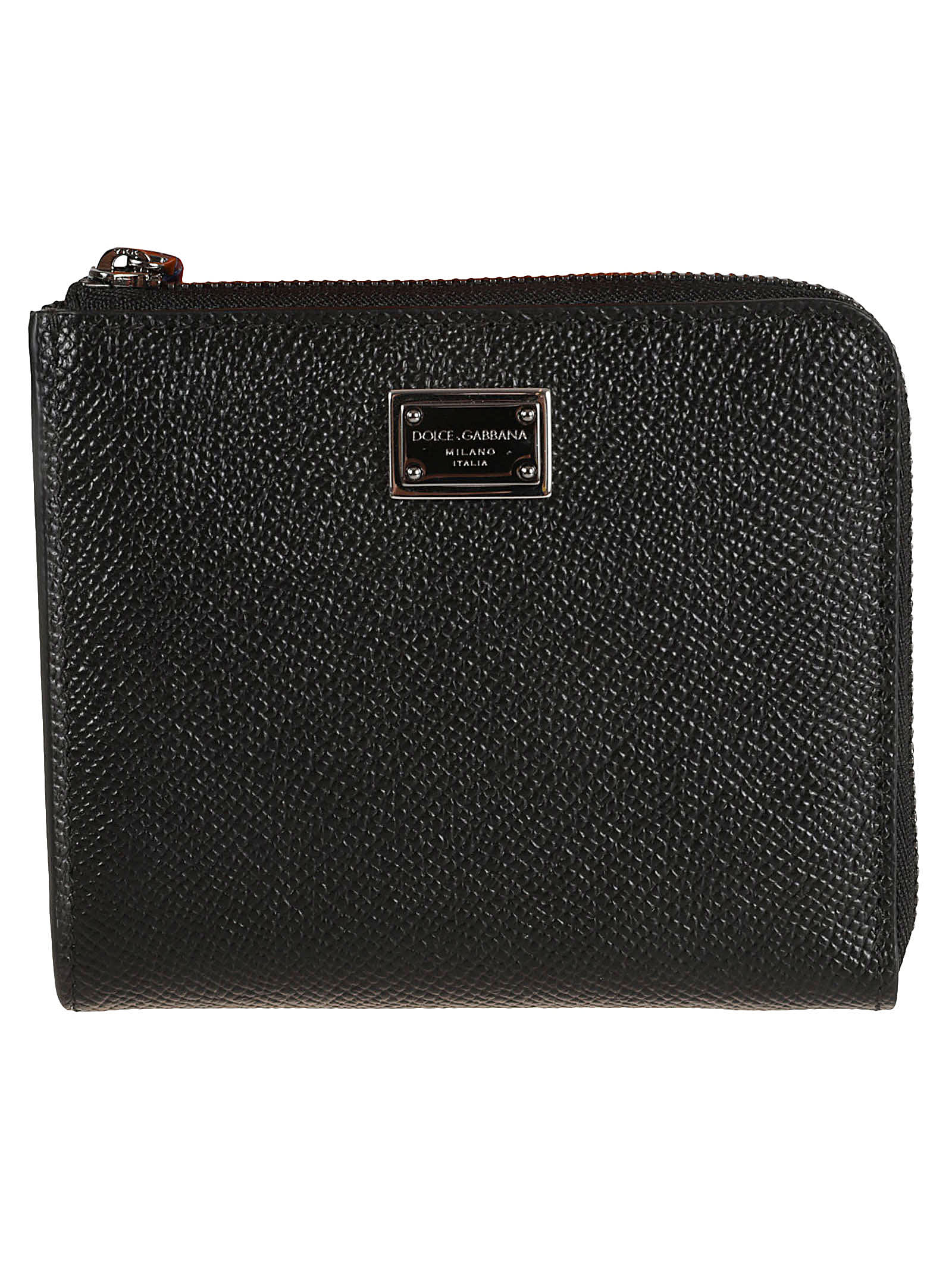 Shop Dolce & Gabbana Logo Plaque Zip-around Wallet In Black
