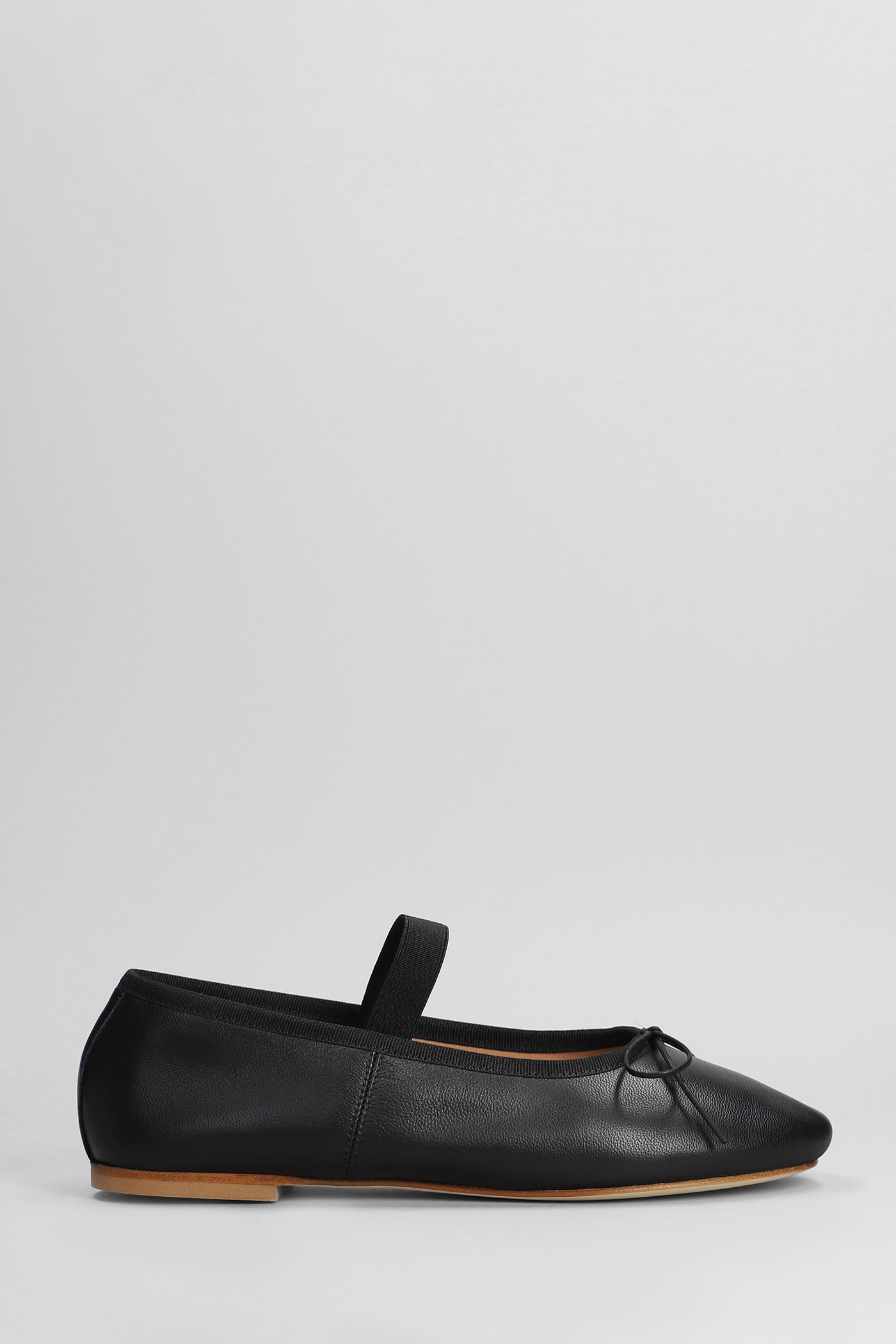 ANNIEL BALLET FLATS IN BLACK LEATHER 