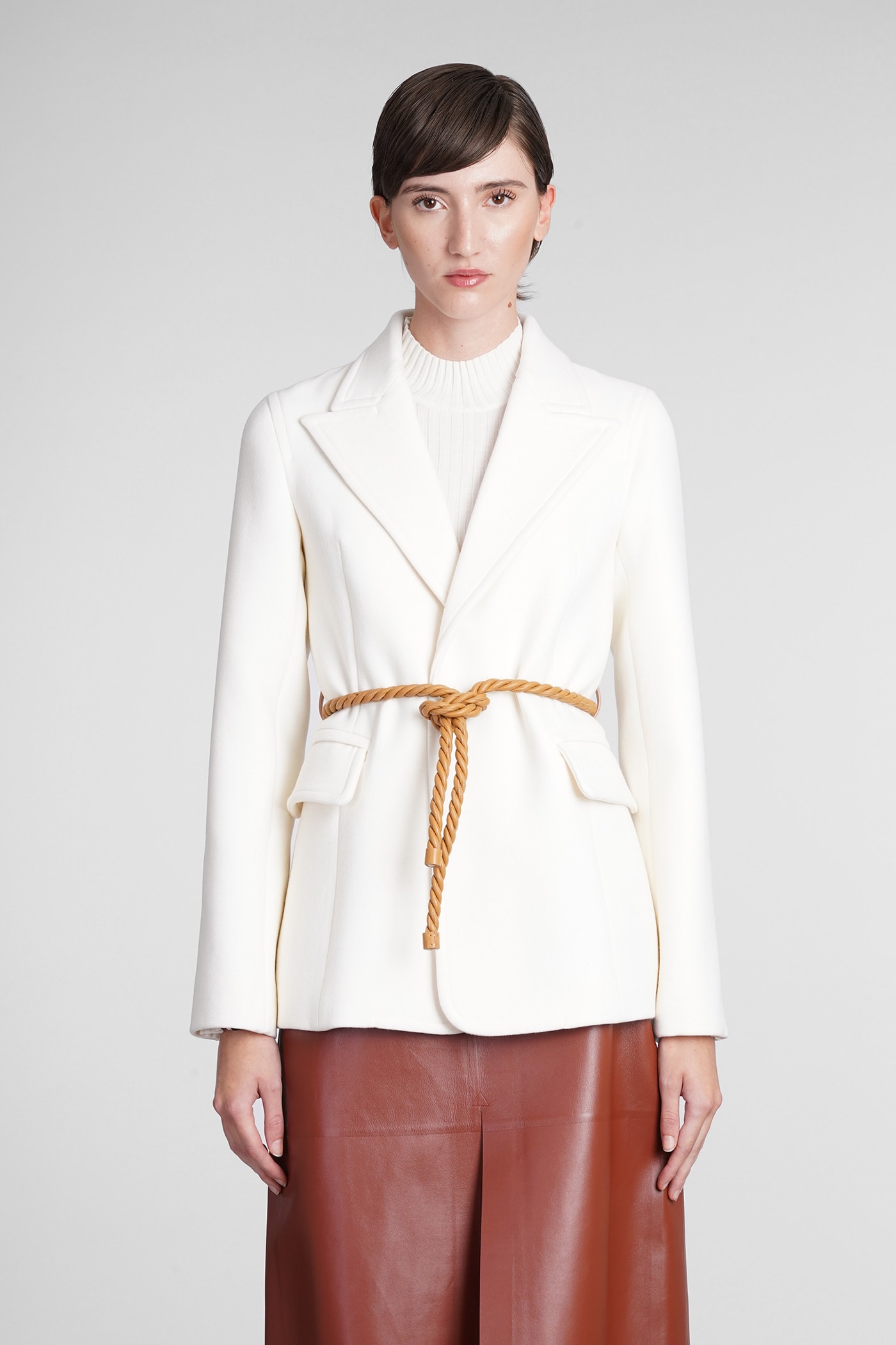 Chloé Coat In White Wool