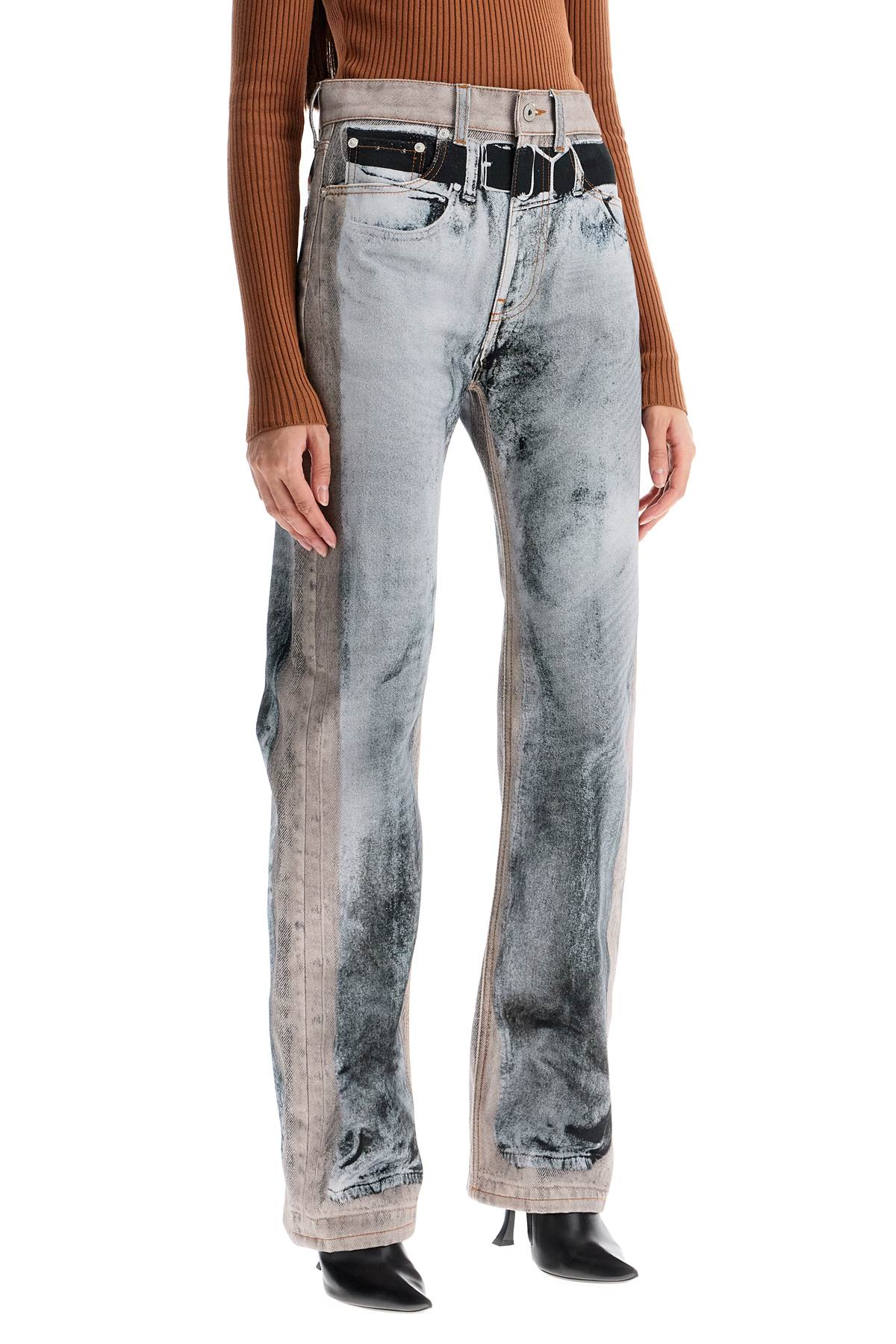 Shop Y/project Jeans With Trompe L In Grey/beige (grey)