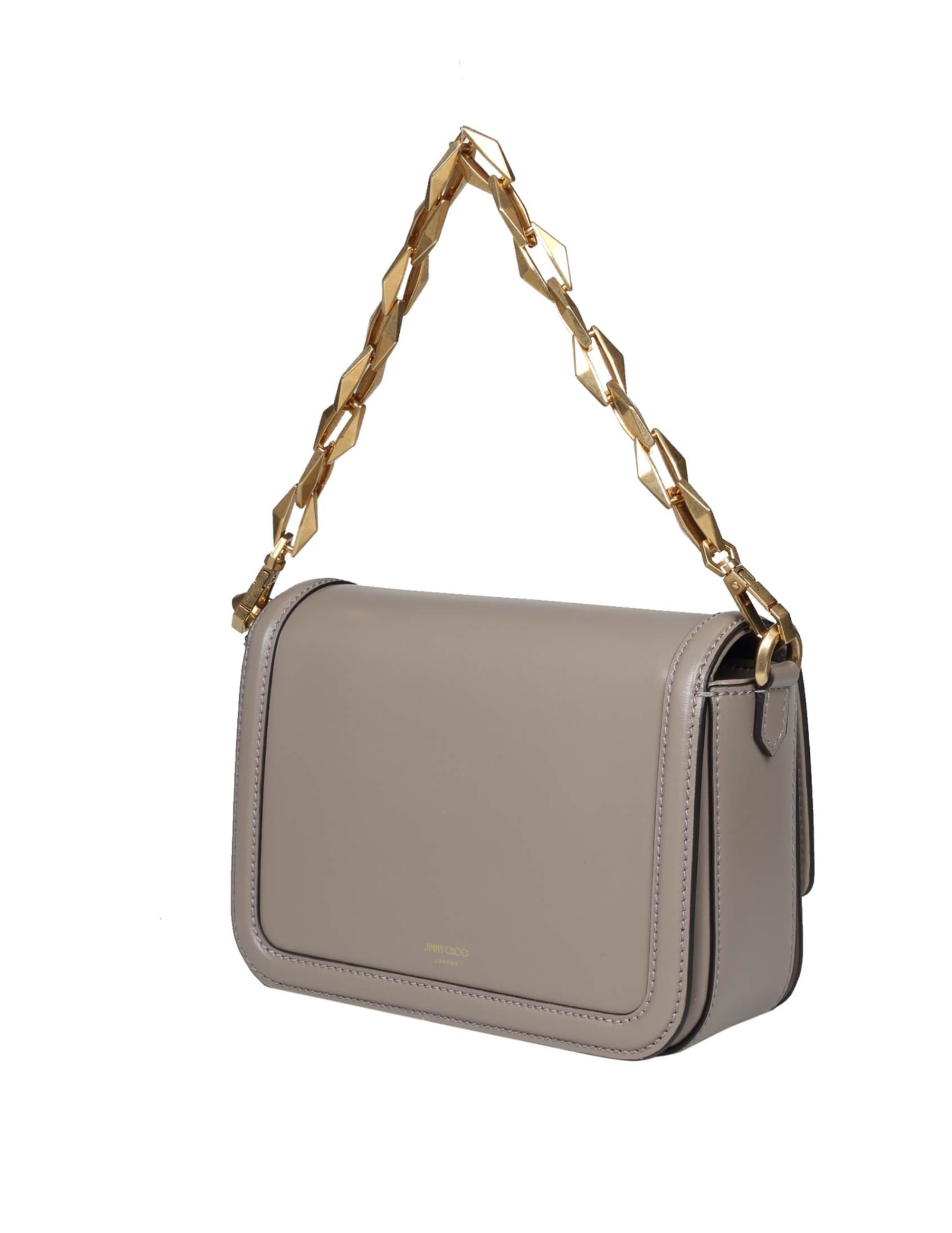 Shop Jimmy Choo Diamond Crossbody Bag In Taupe Color Leather