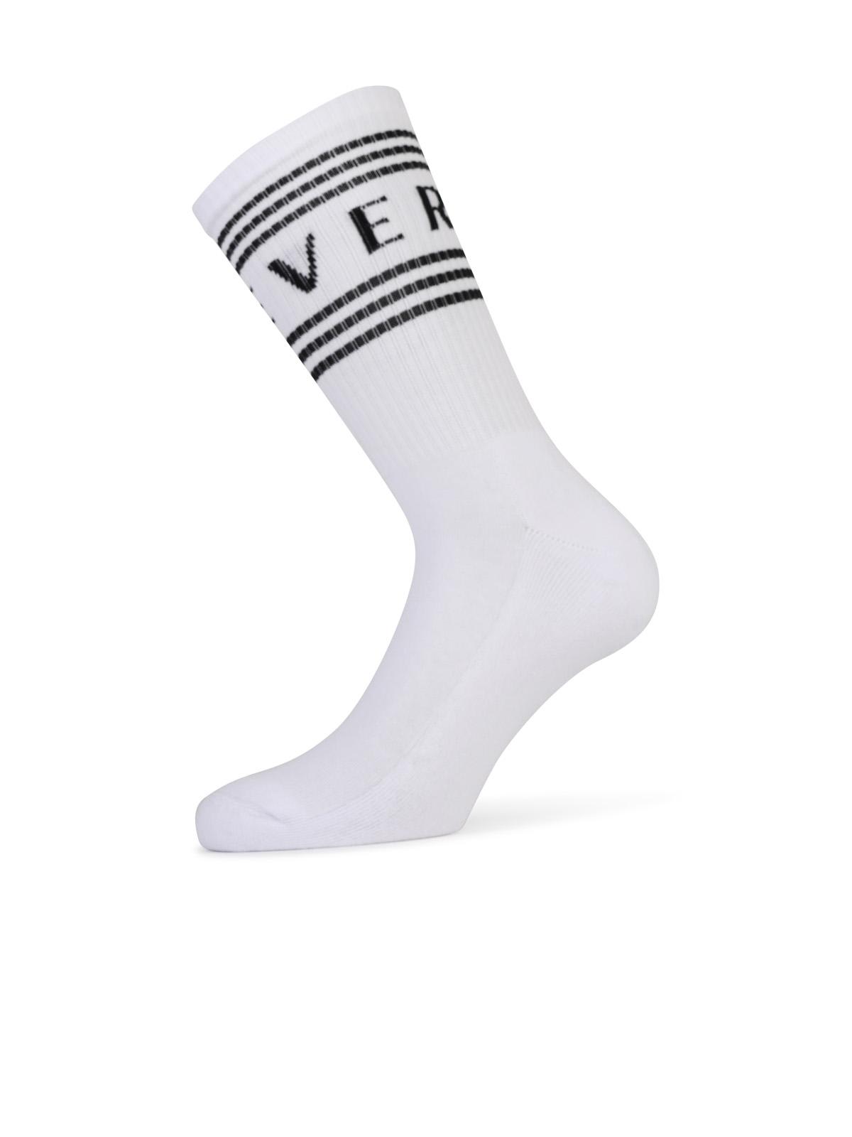 Shop Versace White Cotton Socks