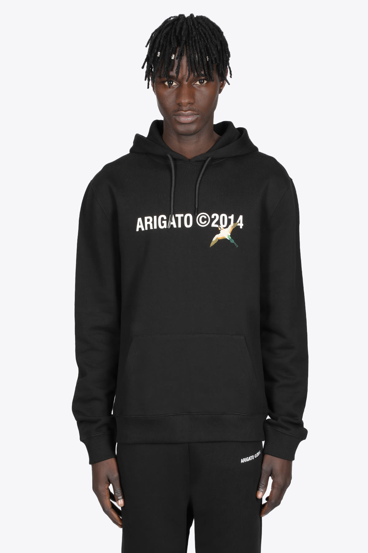 Axel Arigato Monogram Bee Bird Hoodie Black cotton hoodie with logo and embroidery