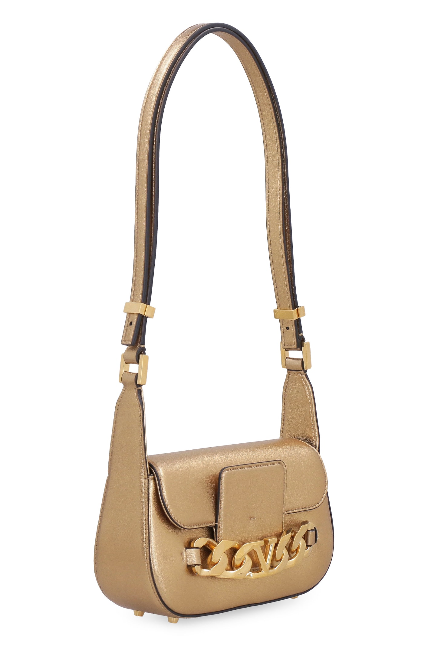 Valentino Vlogo Signature Shoulder Bag In Gold