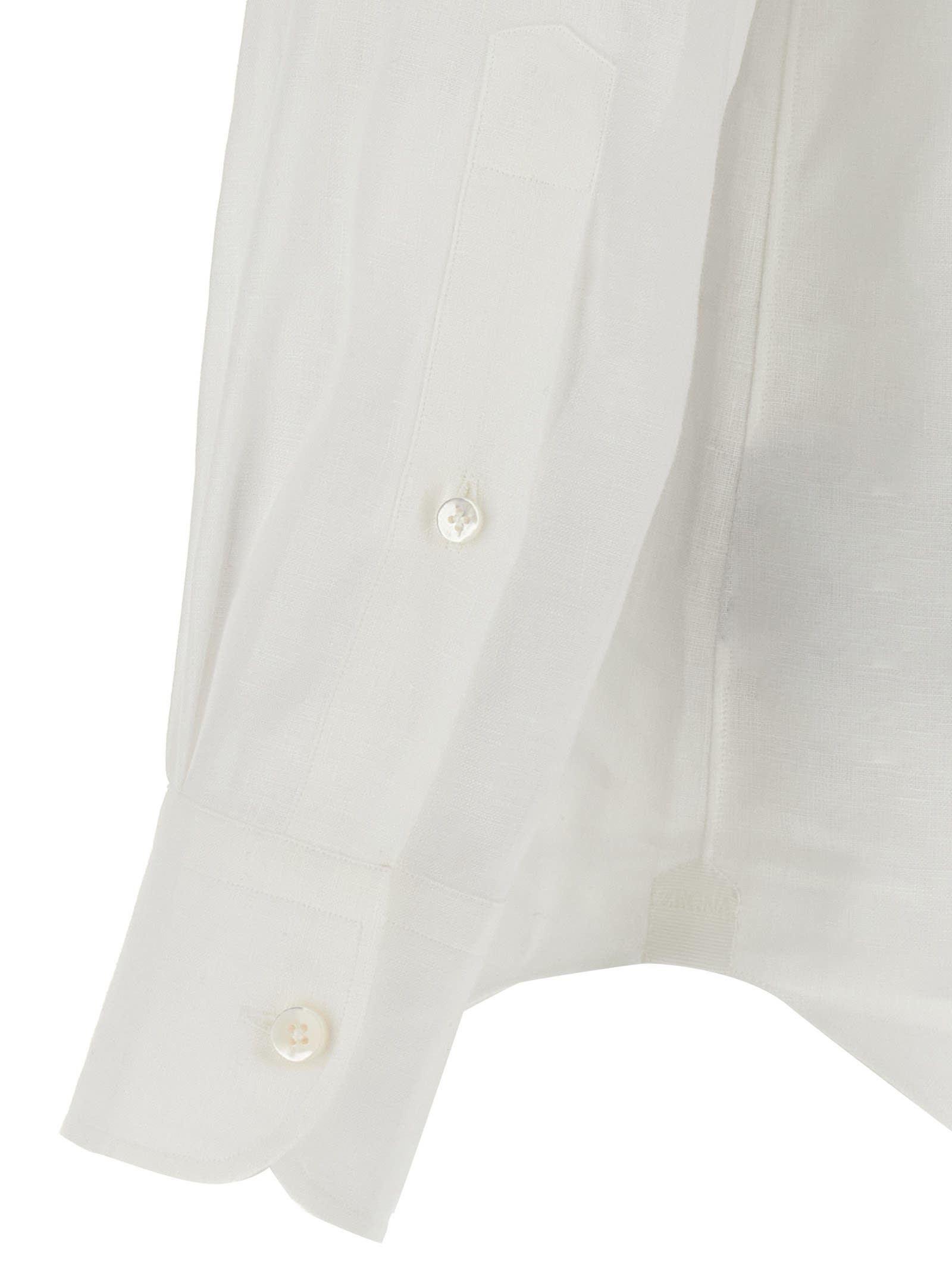 Zegna Micro Striped Trecapi Tailored Fit Long Sleeve Shirt In White