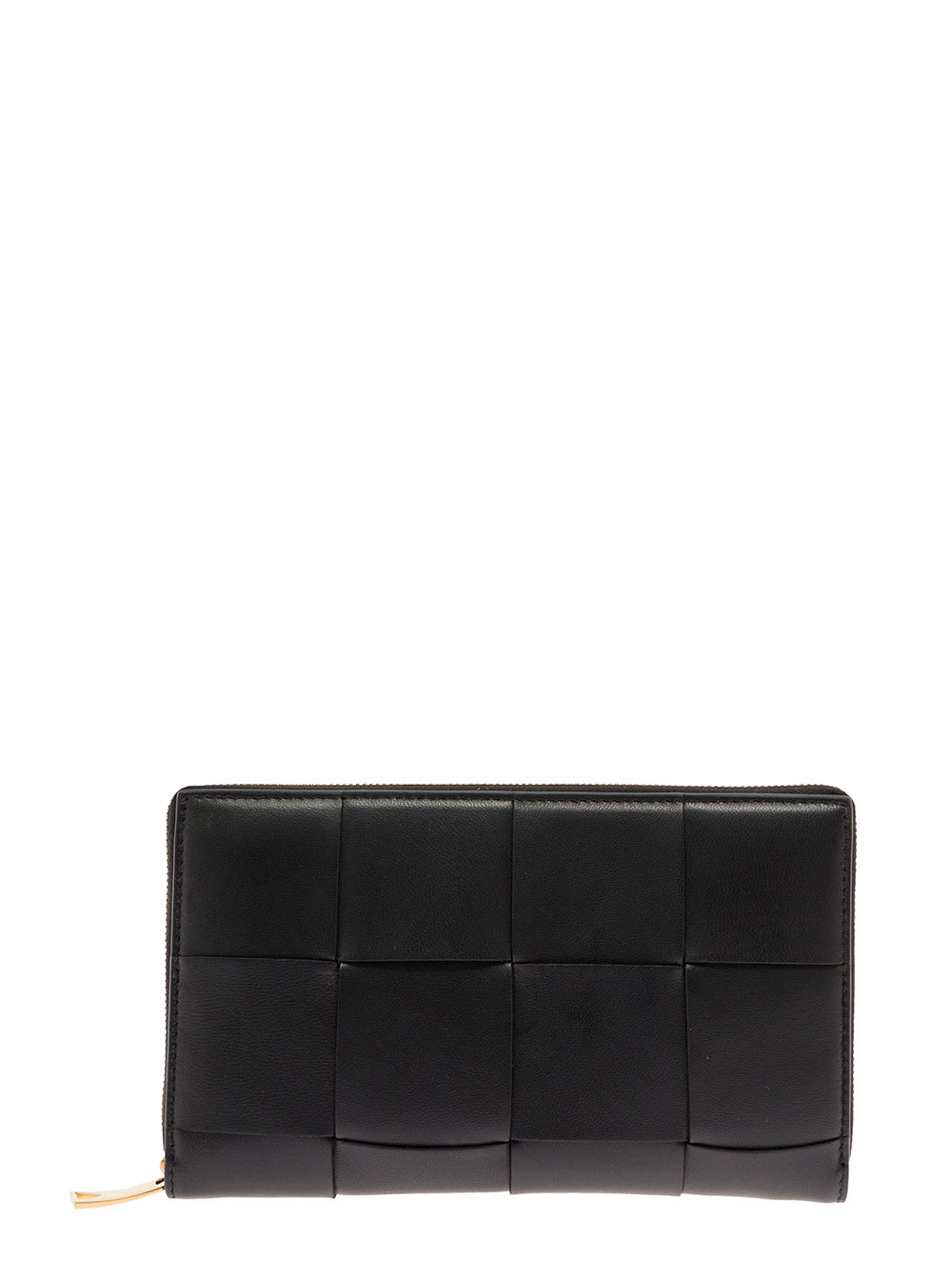 Shop Bottega Veneta Black Intreccio Nappa Leather Wallet  Woman