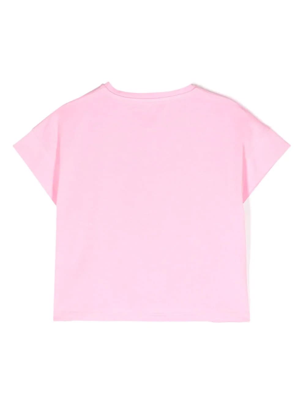 Shop Miss Blumarine Pink T-shirt With Logo Print With Rhinestones