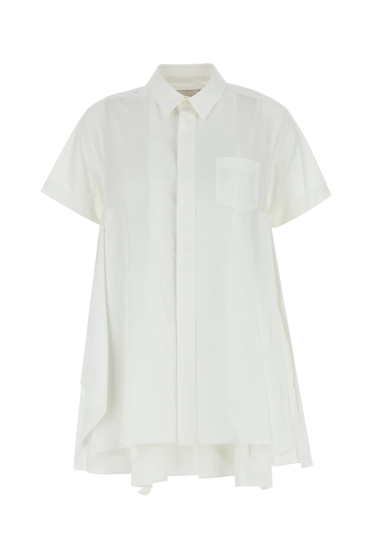 Shop Sacai Cotton Poplin Dress In Offwhite