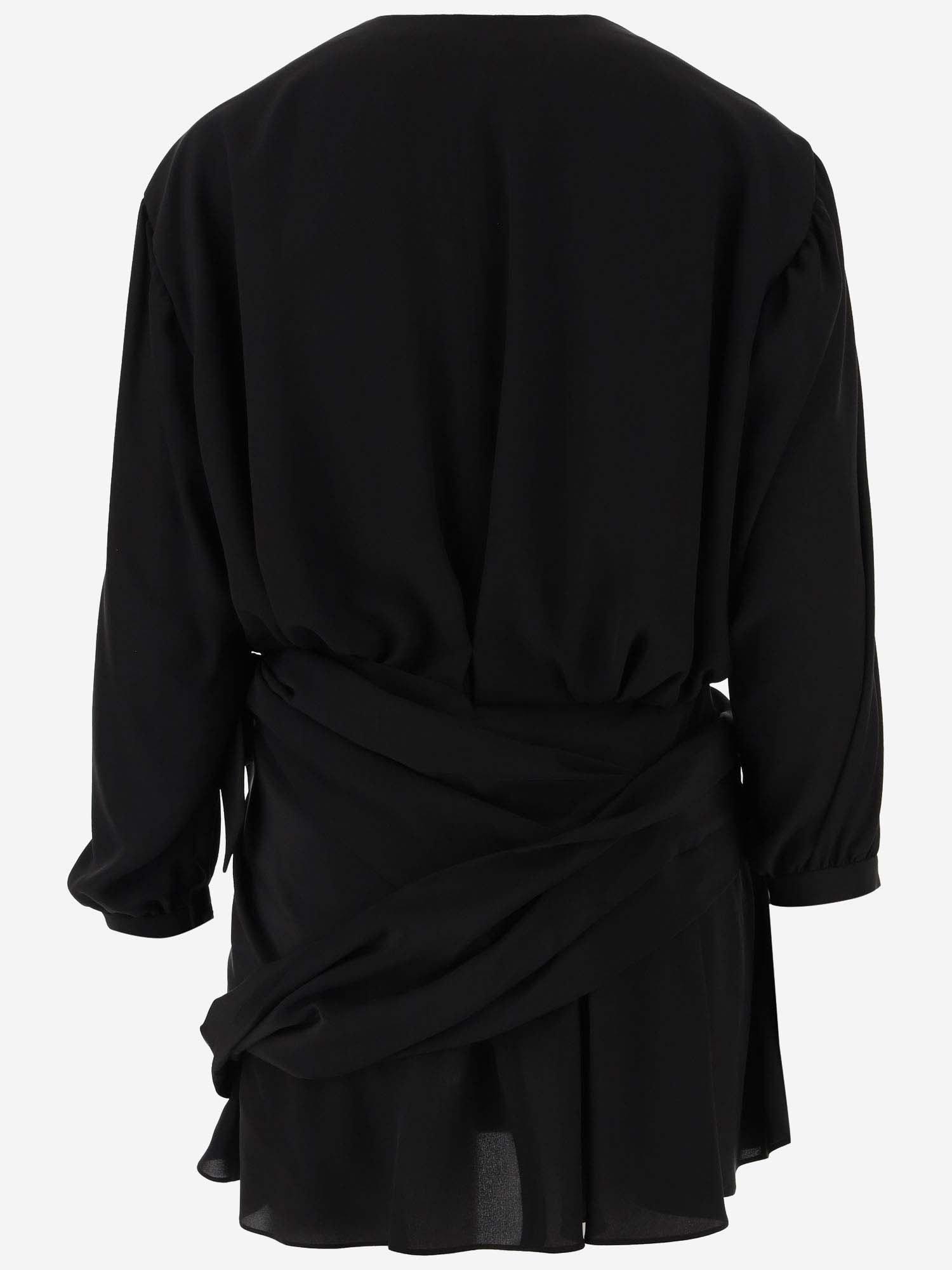 Shop Balenciaga Draped Silk Dress In Black