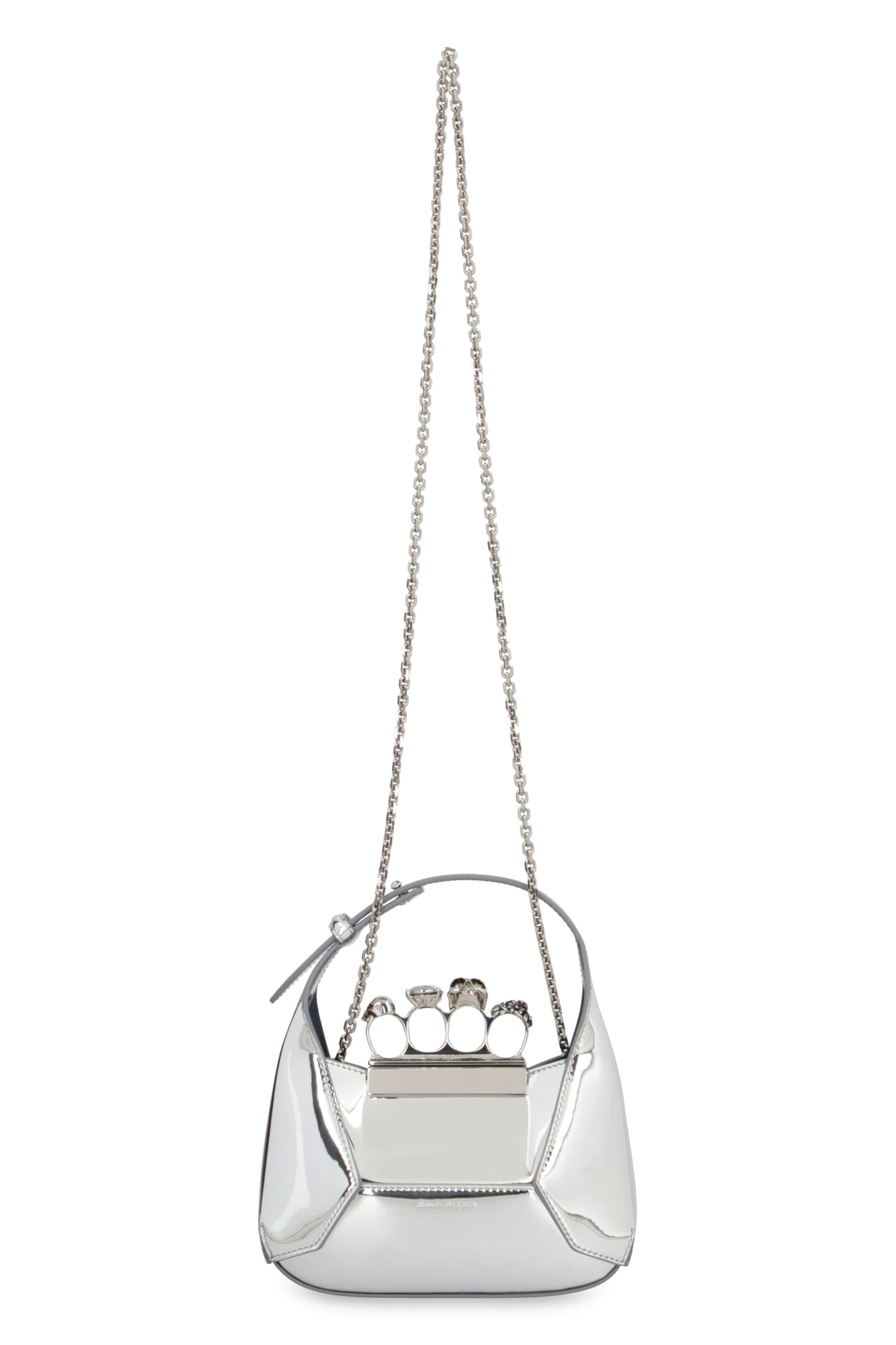 Shop Alexander Mcqueen Mini Hobo Bag Jewelled In Silver