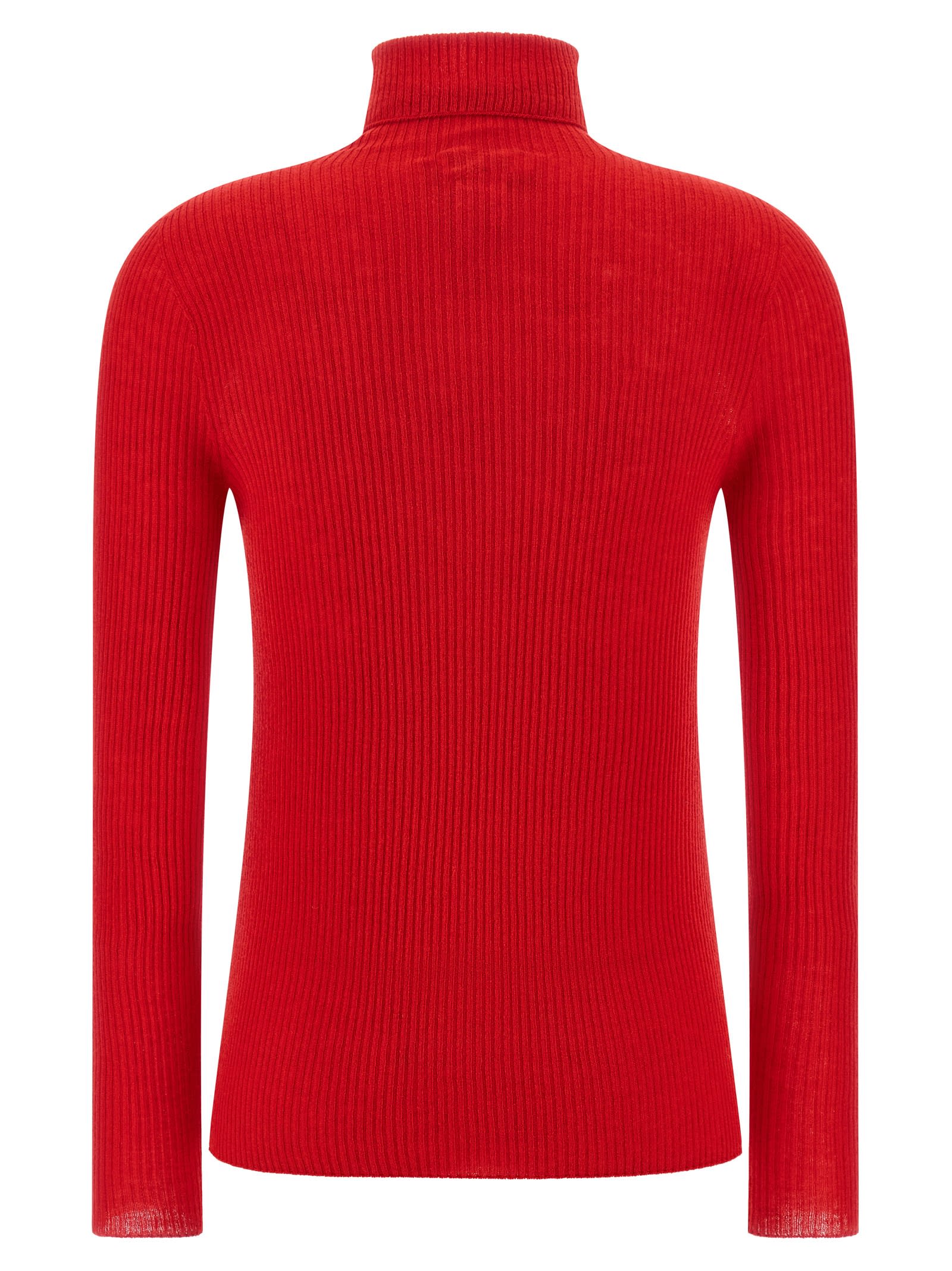 Fabiana Filippi Ribbed Virgin Wool And Silk Turtleneck Sweater In Red