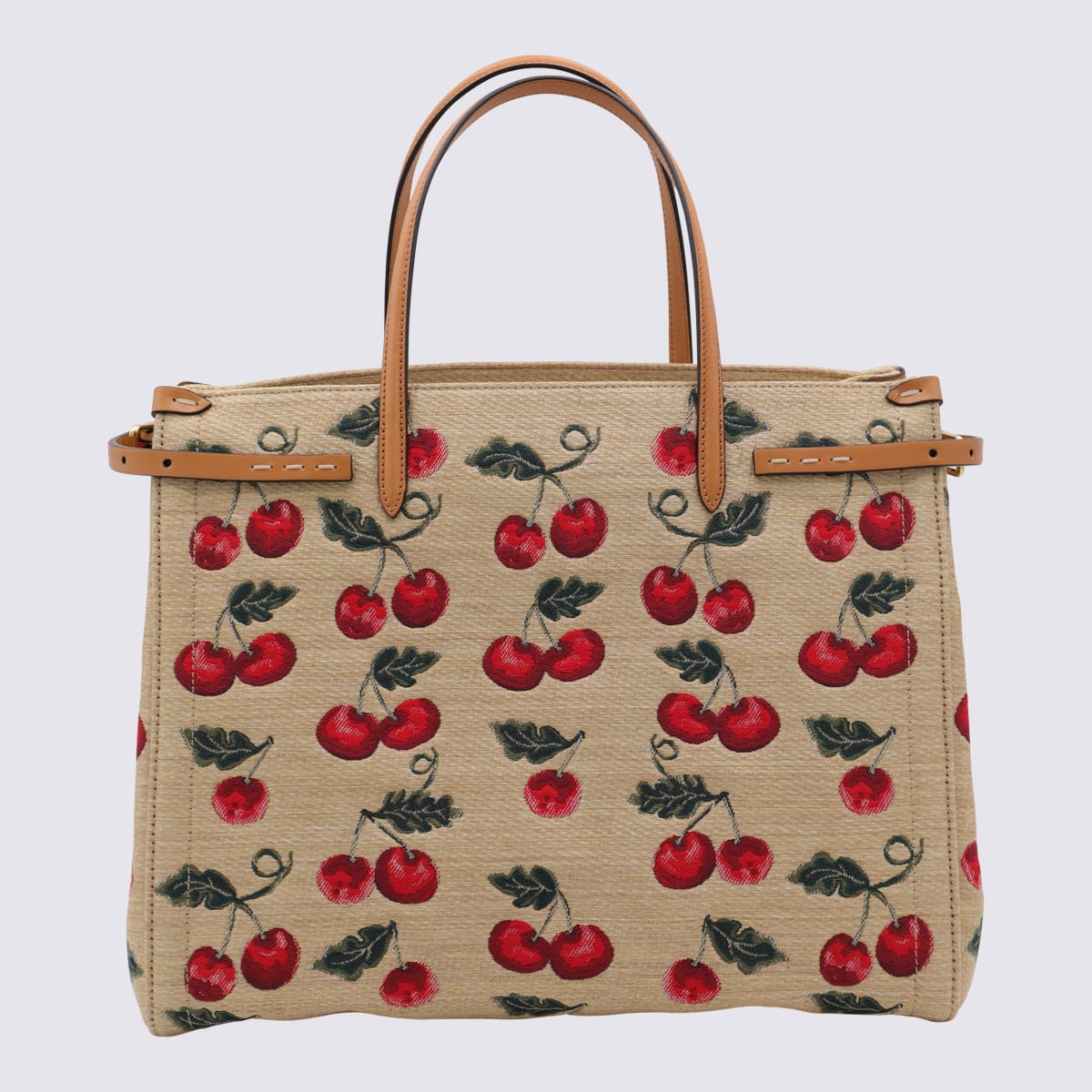 Valentino Beige Raffia And Leather Medium Antibes Totes