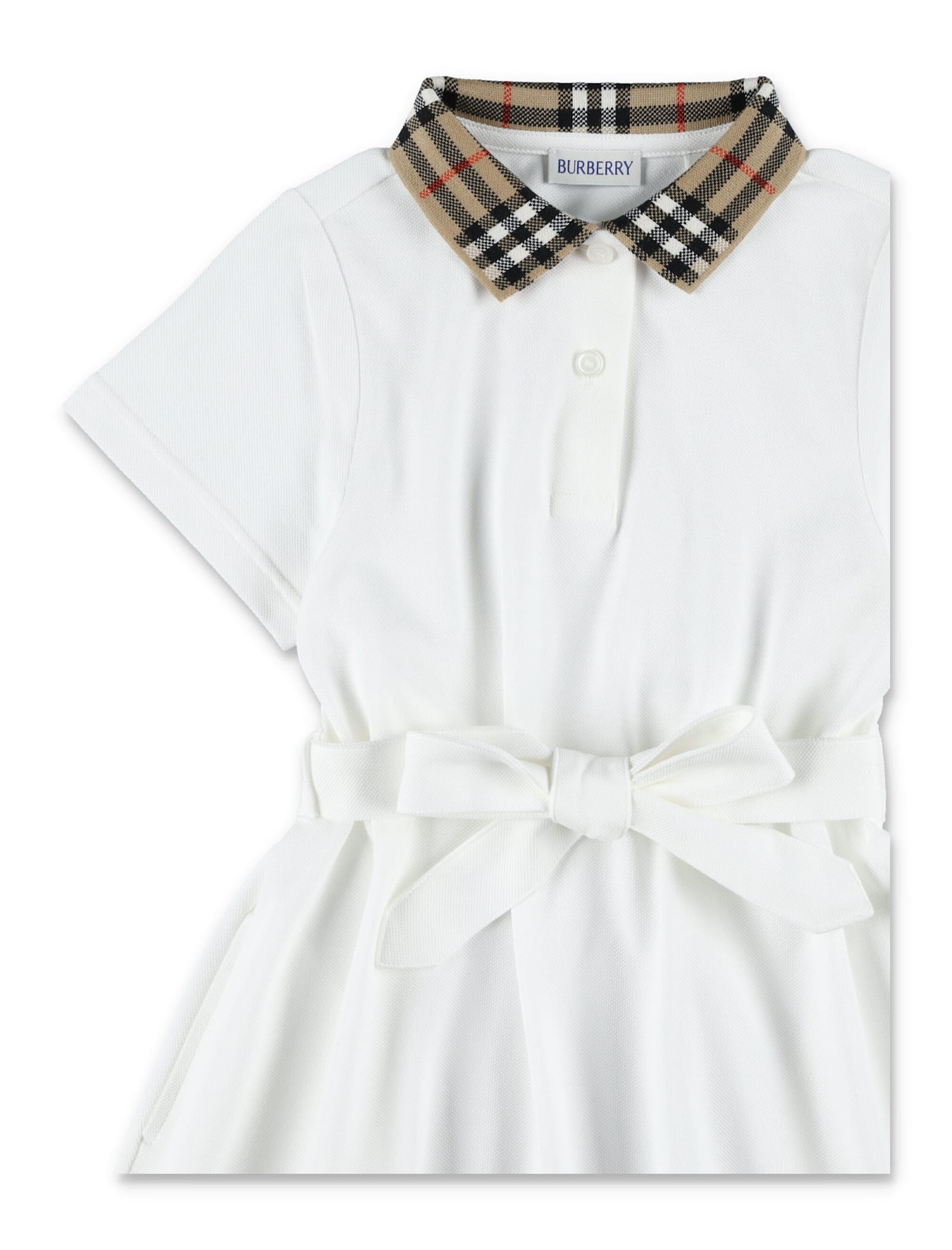 Burberry Check Cotton Polo Dress In White